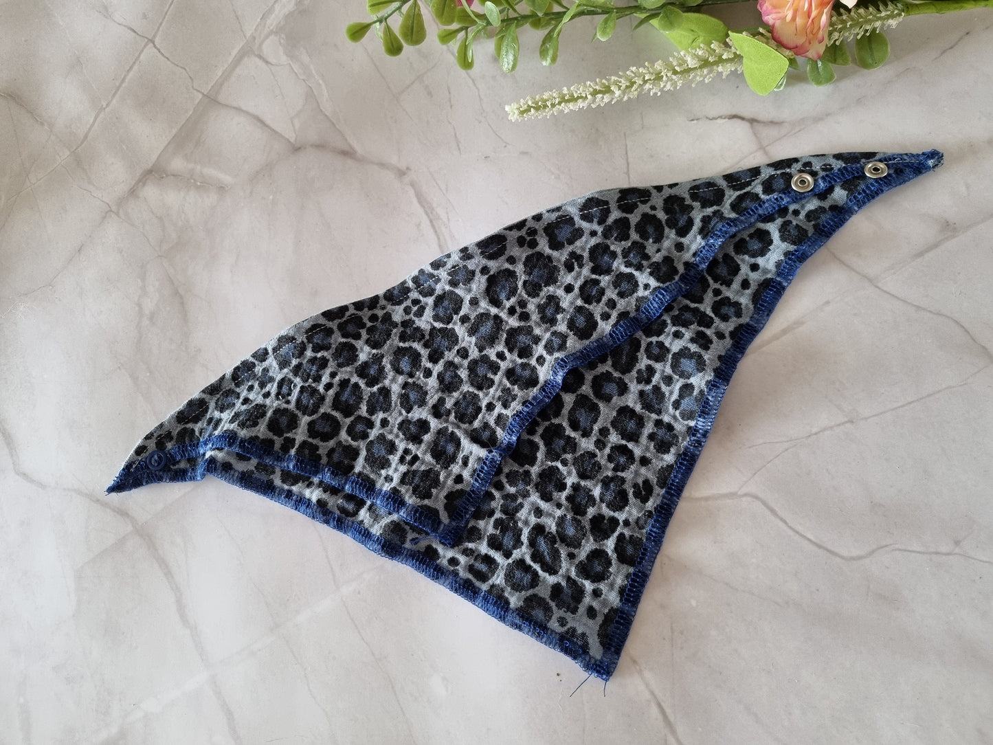 Organic Cotton Baby Scarf Jersey Bandana | Blue leo print Baby Bandana | Soft and Washable Newborn Scarf | perfect Baby Gift