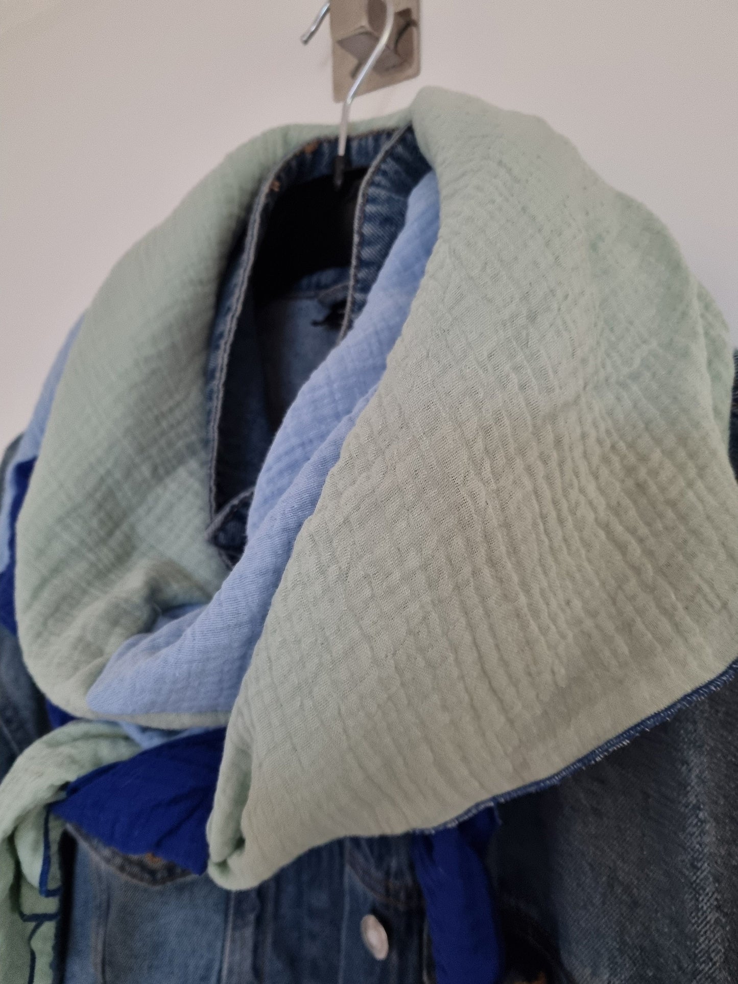 Blue Cotton Stole Scarf - Cozy blue green Print Wrap - Versatile Shawl for Travel - Boho Fashion Accessory - Ideal Gift