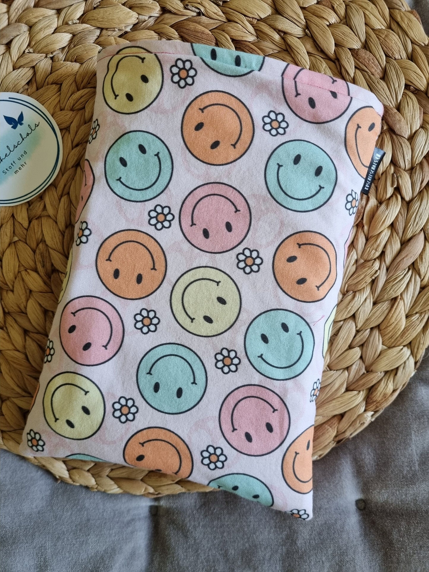 Book Sleeve Hand made perfect gift for all readers book cover handmade Smiley print booksleeve perfect gift for readers Christmas gift