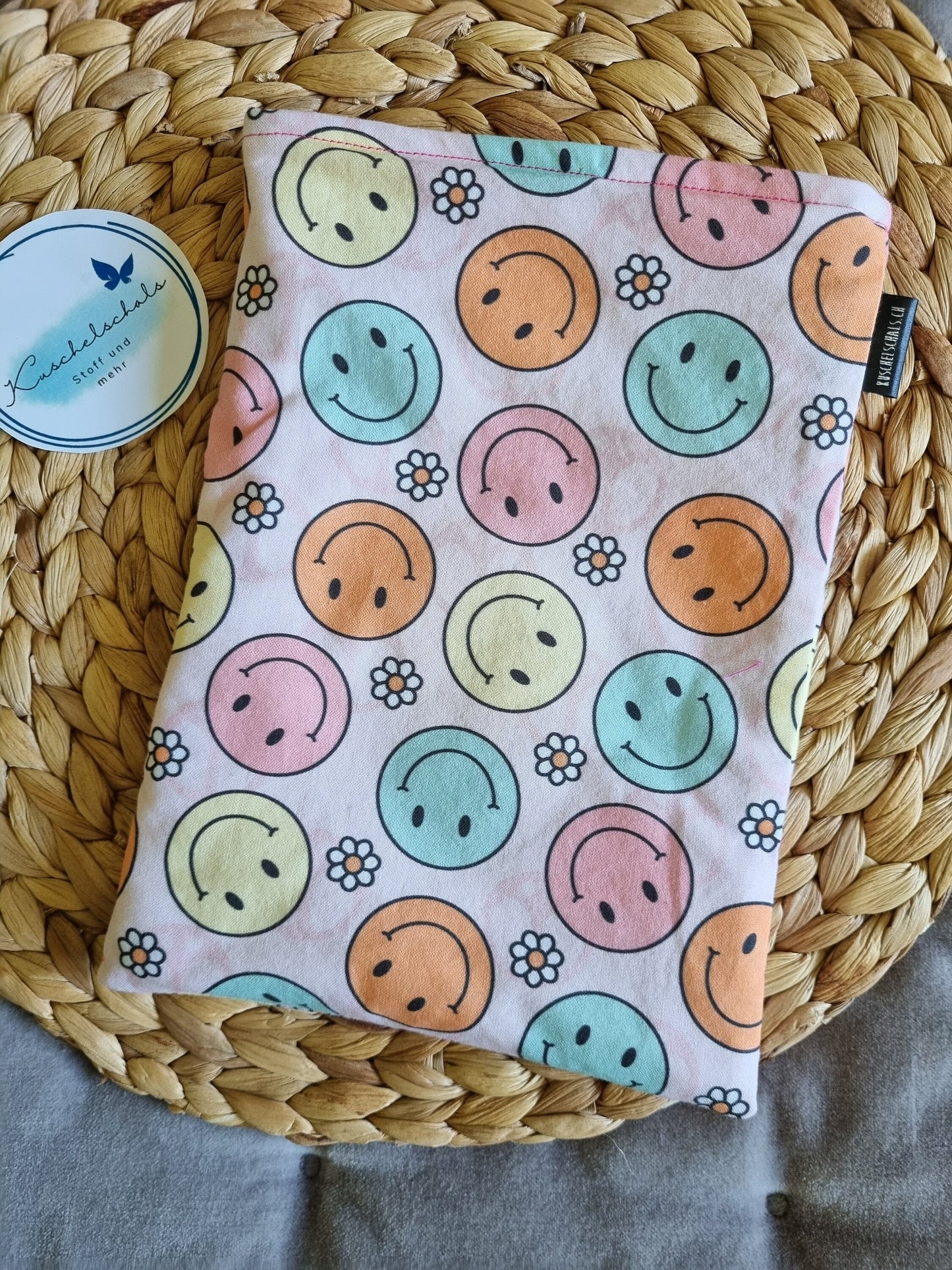 Book Sleeve Hand made perfect gift for all readers book cover handmade Smiley print booksleeve perfect gift for readers Christmas gift