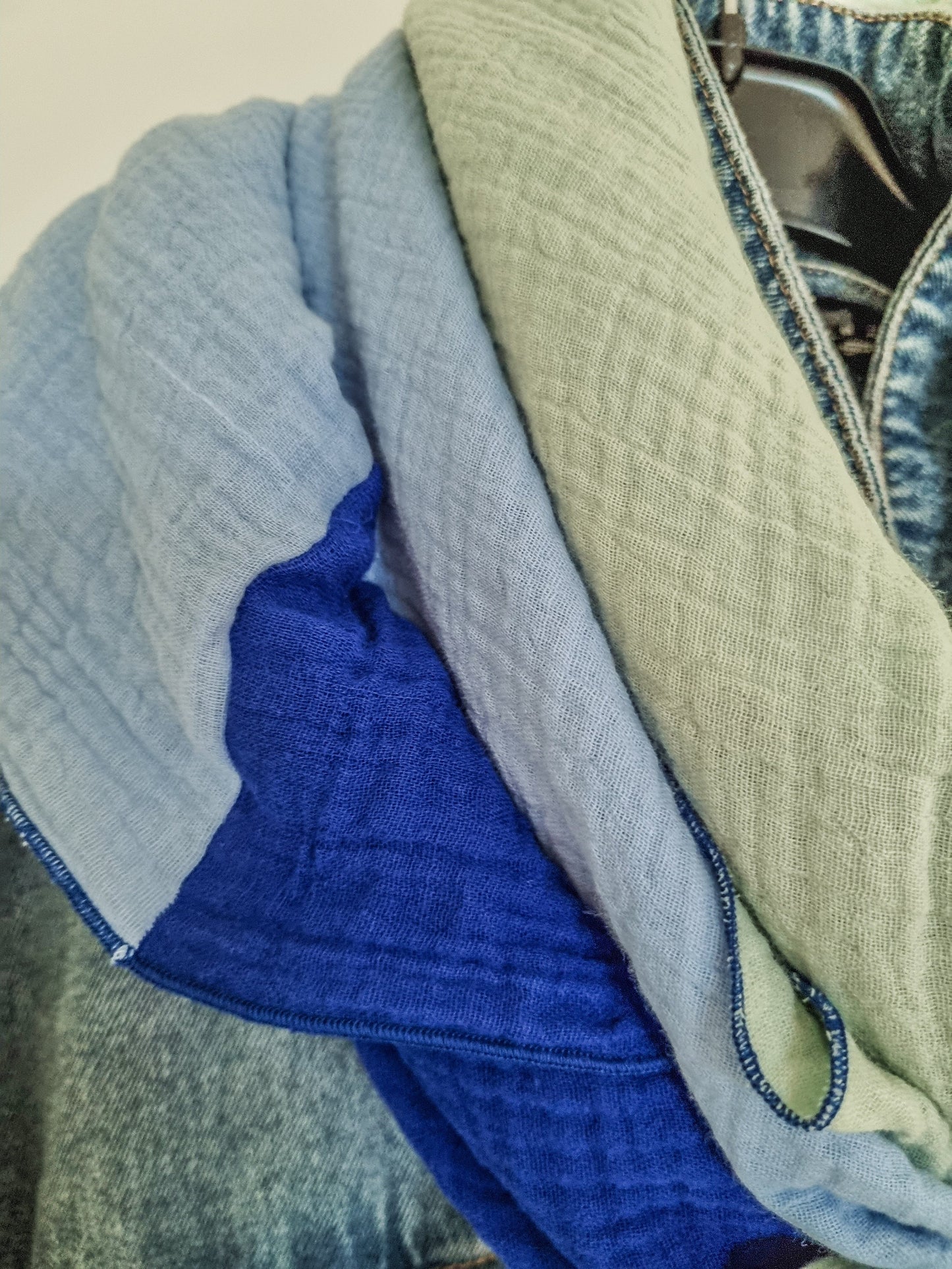 Blue Cotton Stole Scarf - Cozy blue green Print Wrap - Versatile Shawl for Travel - Boho Fashion Accessory - Ideal Gift