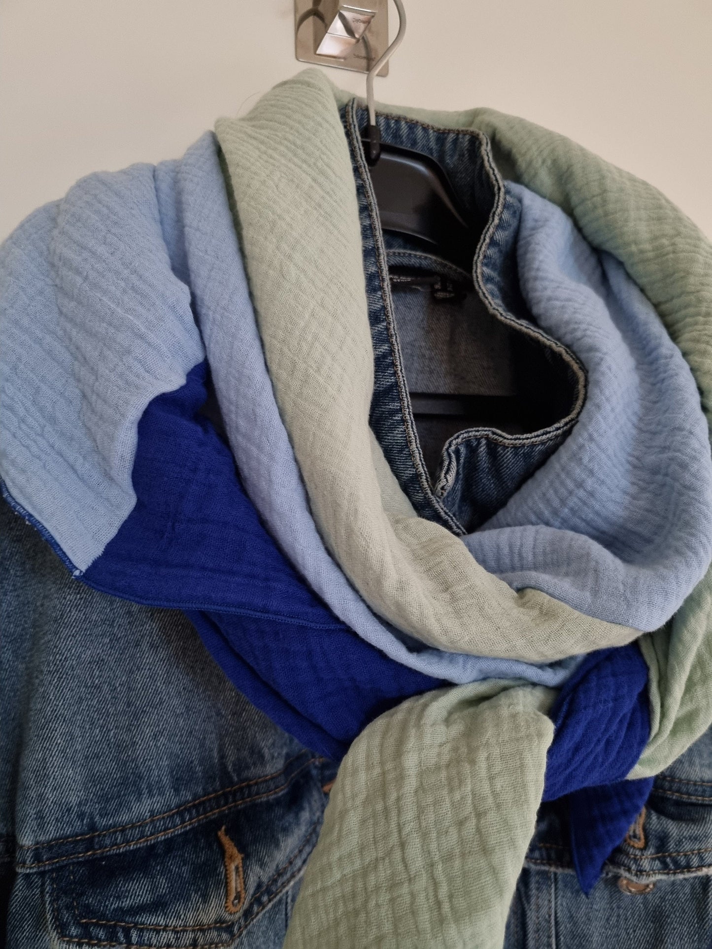 Blue Cotton Stole Scarf - Cozy blue green Print Wrap - Versatile Shawl for Travel - Boho Fashion Accessory - Ideal Gift