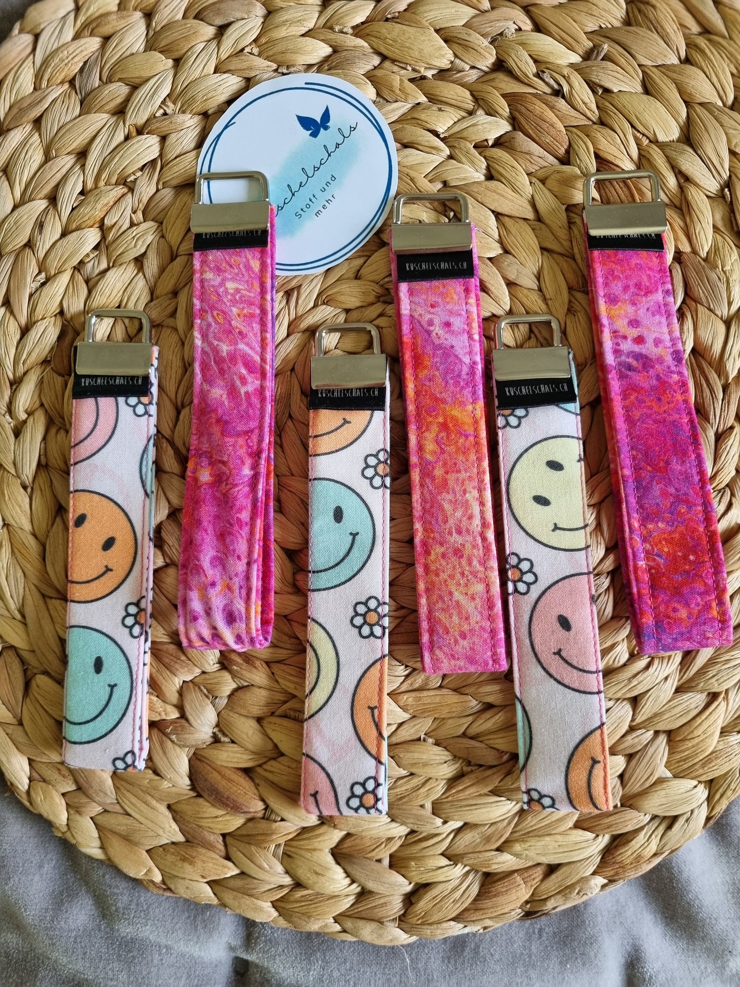 Stylish pink Wristlet Key Fob Cute Cotton Keychain Accessory for Women Trendy Key Holder and Perfect Gift Idea for Her