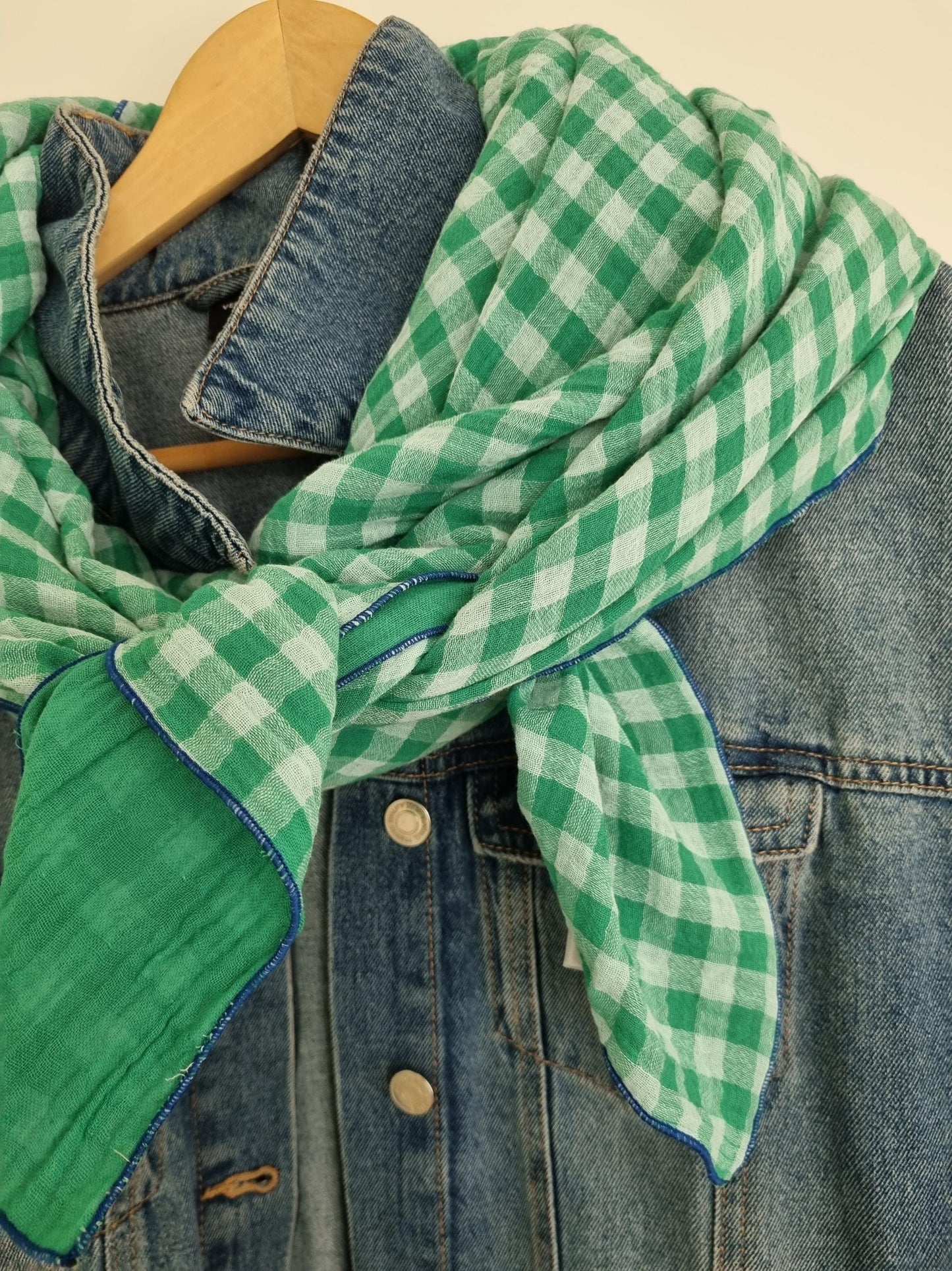 checked Cotton Stole Scarf - Cozy Reversible Print Wrap - Versatile Shawl for Travel - Boho Fashion Accessory - Ideal Gift for her - XXL