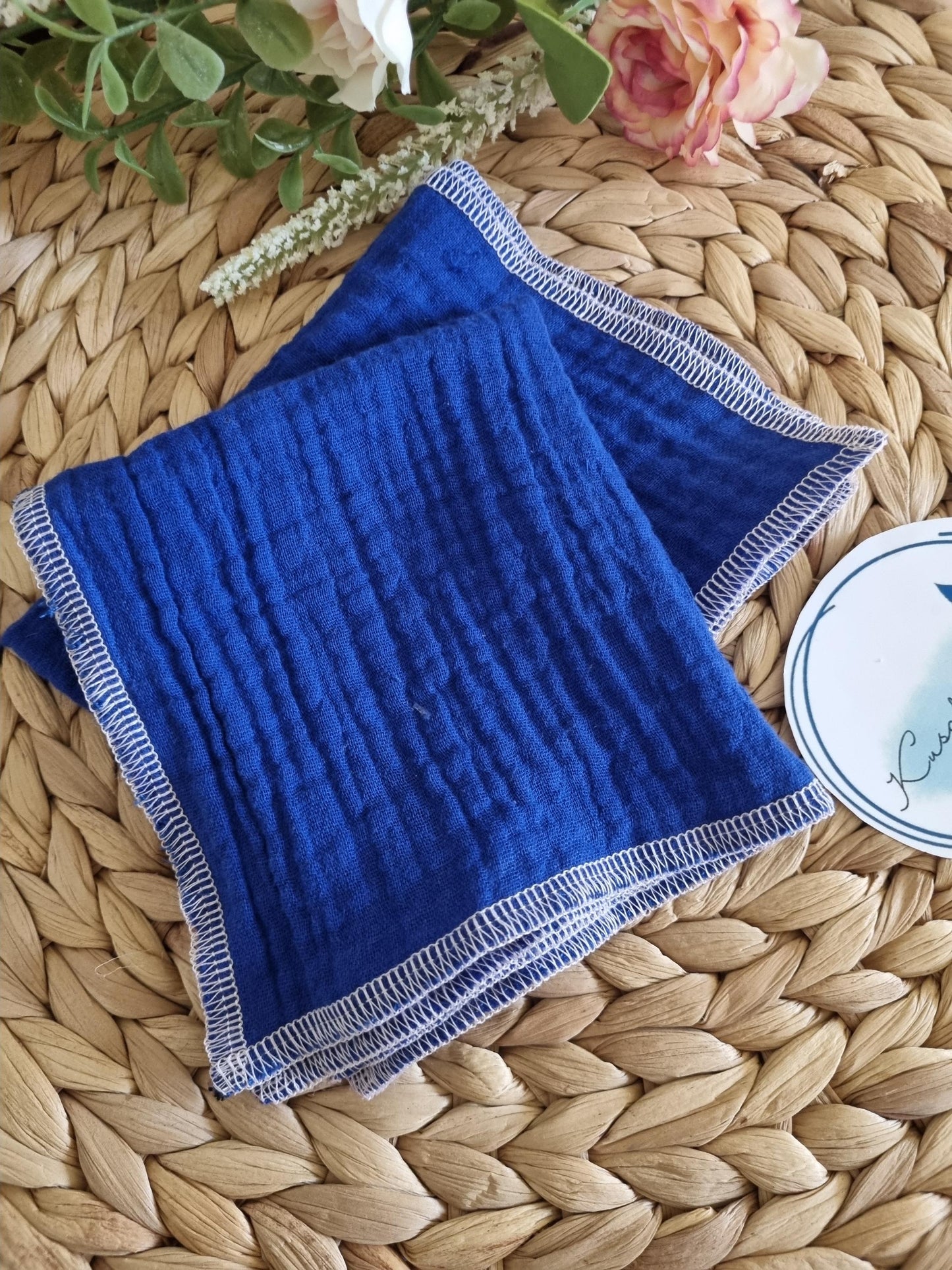 Set of 2 Handkerchief Tissues fabric cotton very Soft Eco-Friendly washable reusable perfect gift