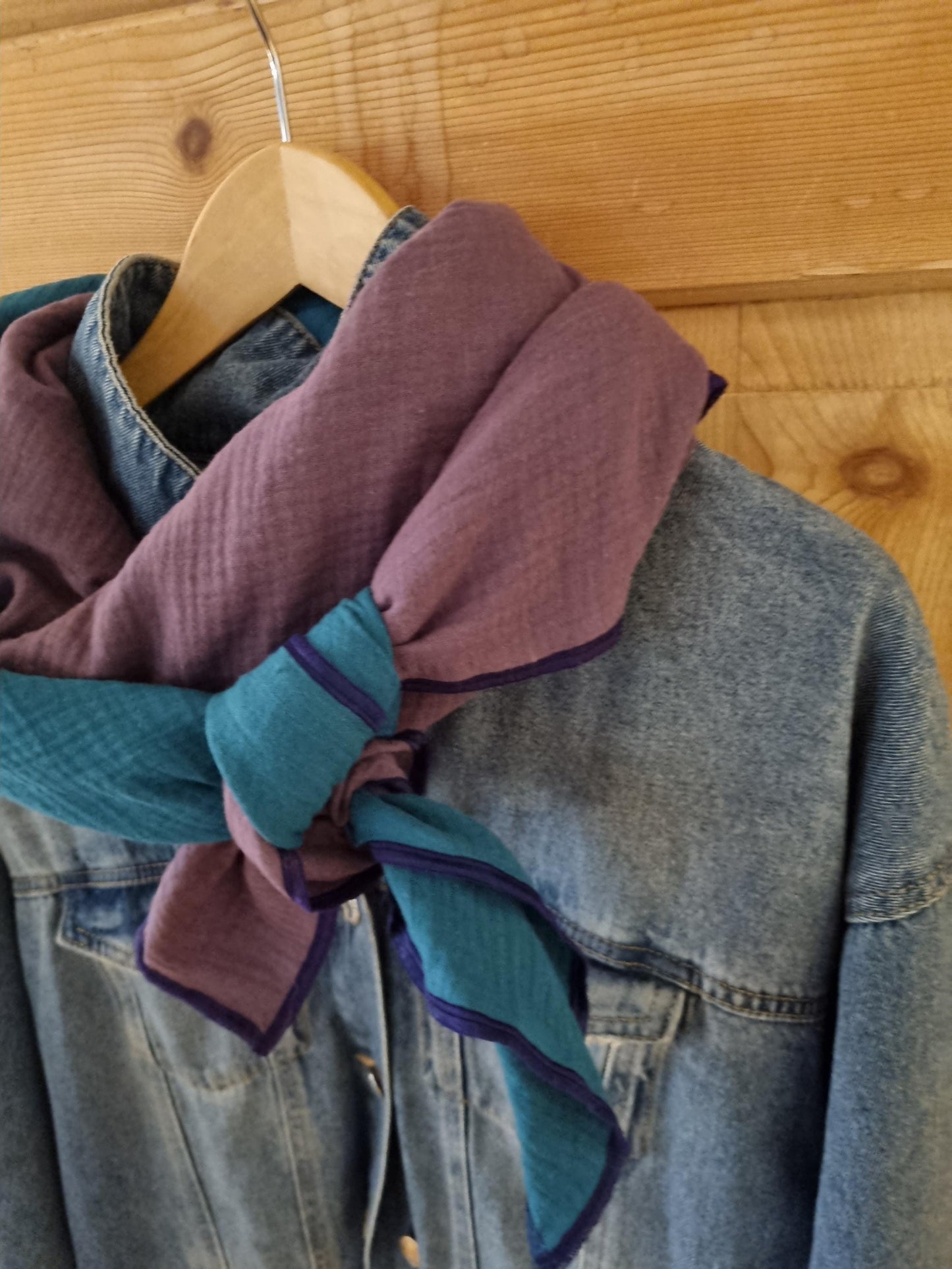Violet Petrol Cotton Stole Scarf Cozy 2 tone Wrap Versatile Shawl for Travel Boho Fashion Accessory - perfect Gift for her Christmas gift