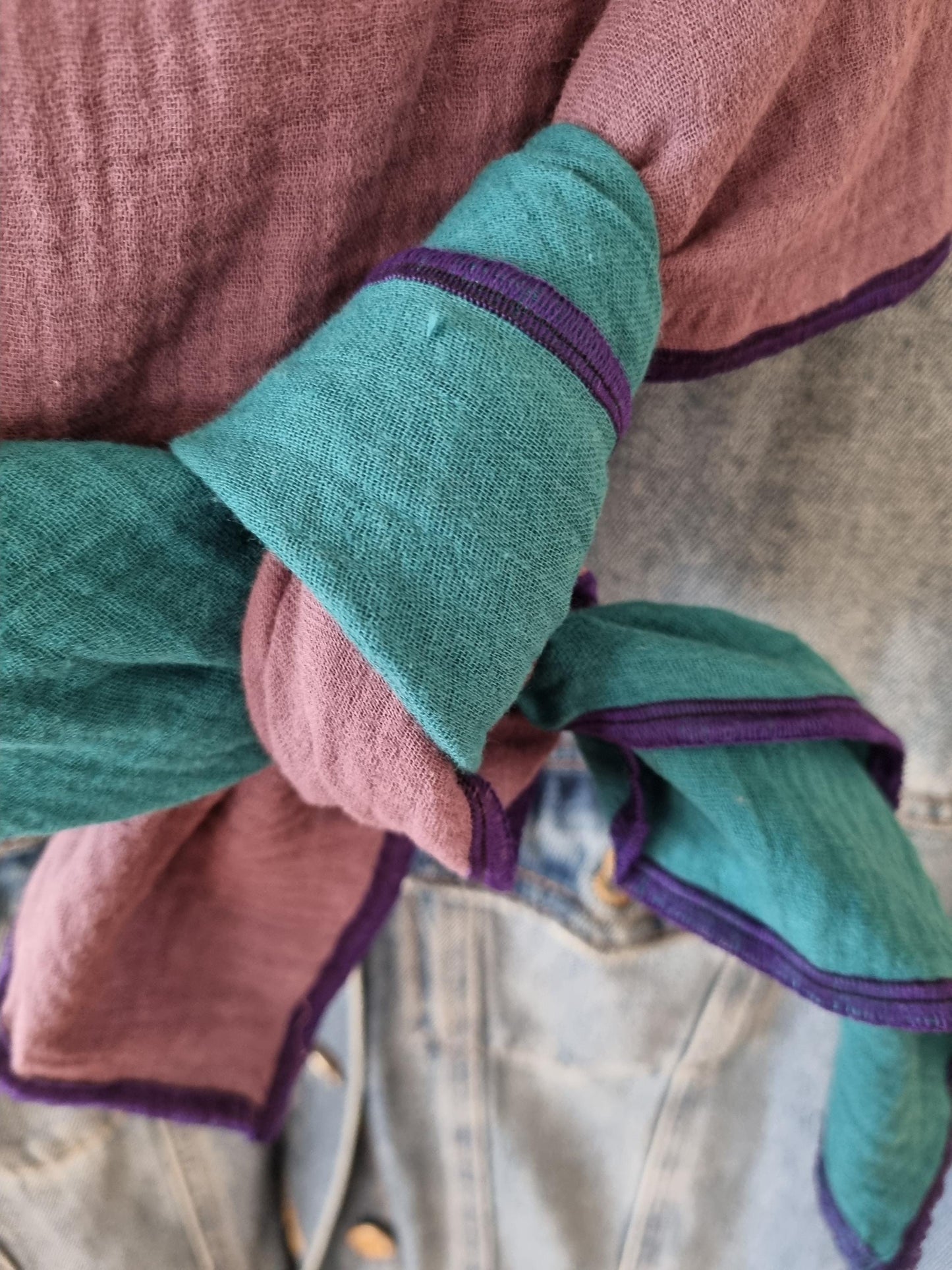 Violet Petrol Cotton Stole Scarf Cozy 2 tone Wrap Versatile Shawl for Travel Boho Fashion Accessory - perfect Gift for her Christmas gift