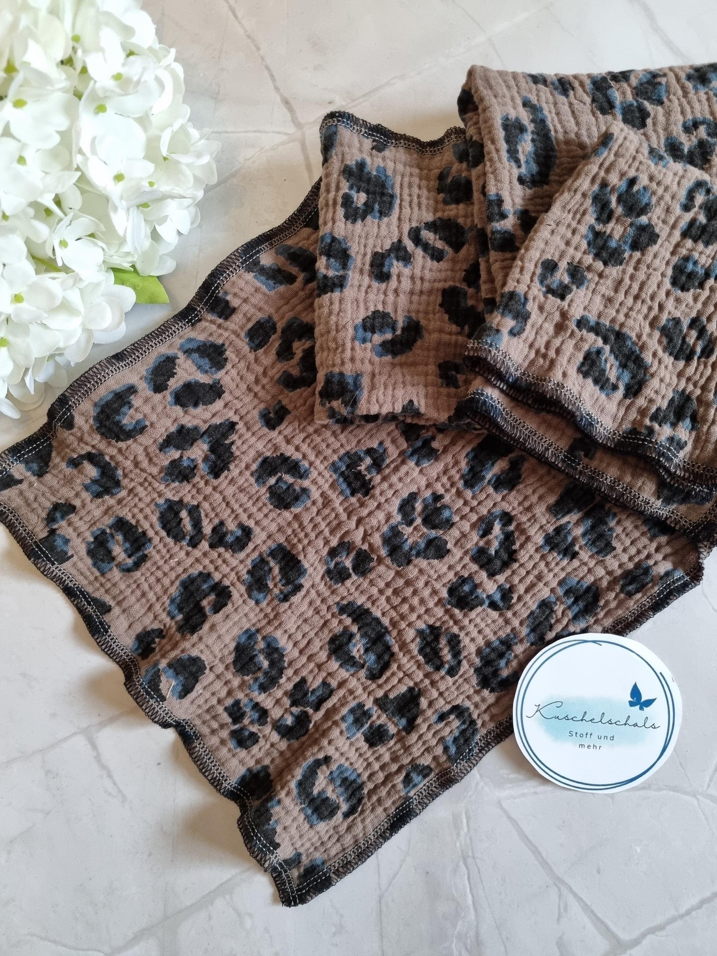 Handkerchief leo fabric soft washable brown stylish ecofriendly sustainable reusable Musselin Set of 4