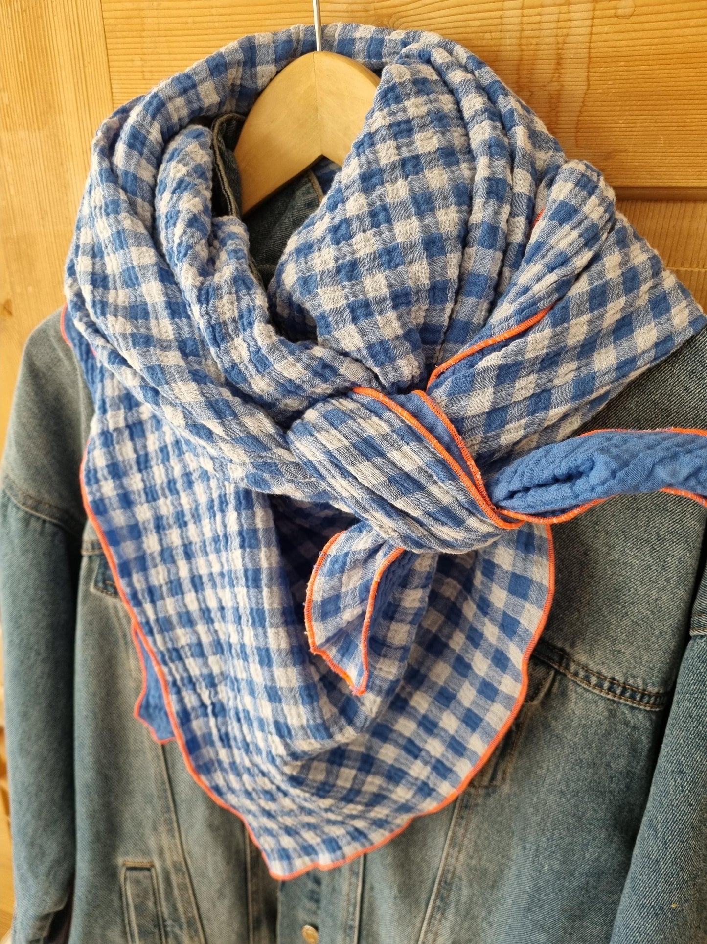 checked Cotton Stole Scarf - Cozy Reversible Print Wrap - Versatile Shawl for Travel - Boho Fashion Accessory - Ideal Gift for her - XXL