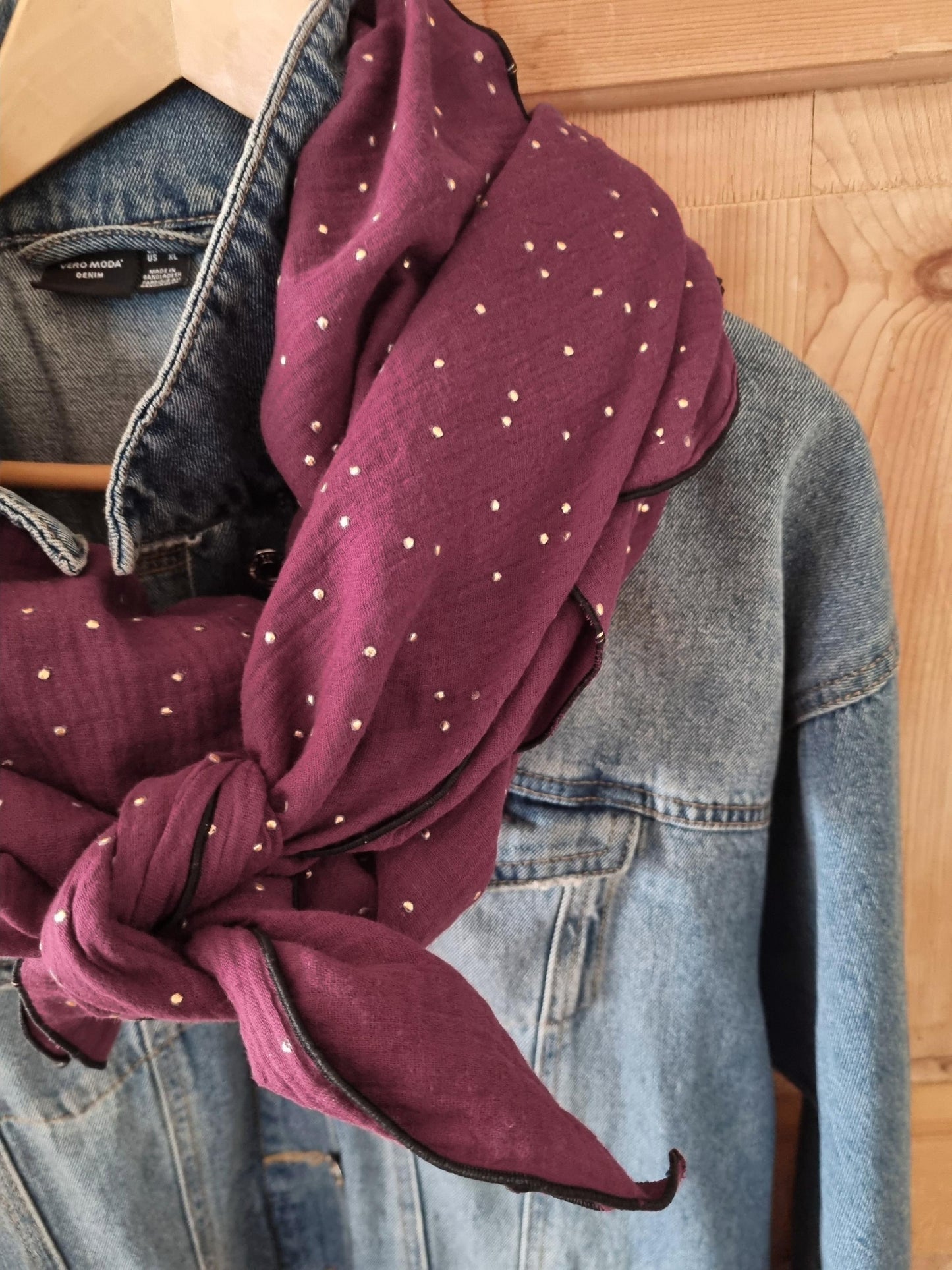 XL burgundy organic Cotton Stole Scarf - Cozy burgundy Wrap - Versatile Shawl for Travel - Boho Fashion Accessory - perfect Gift