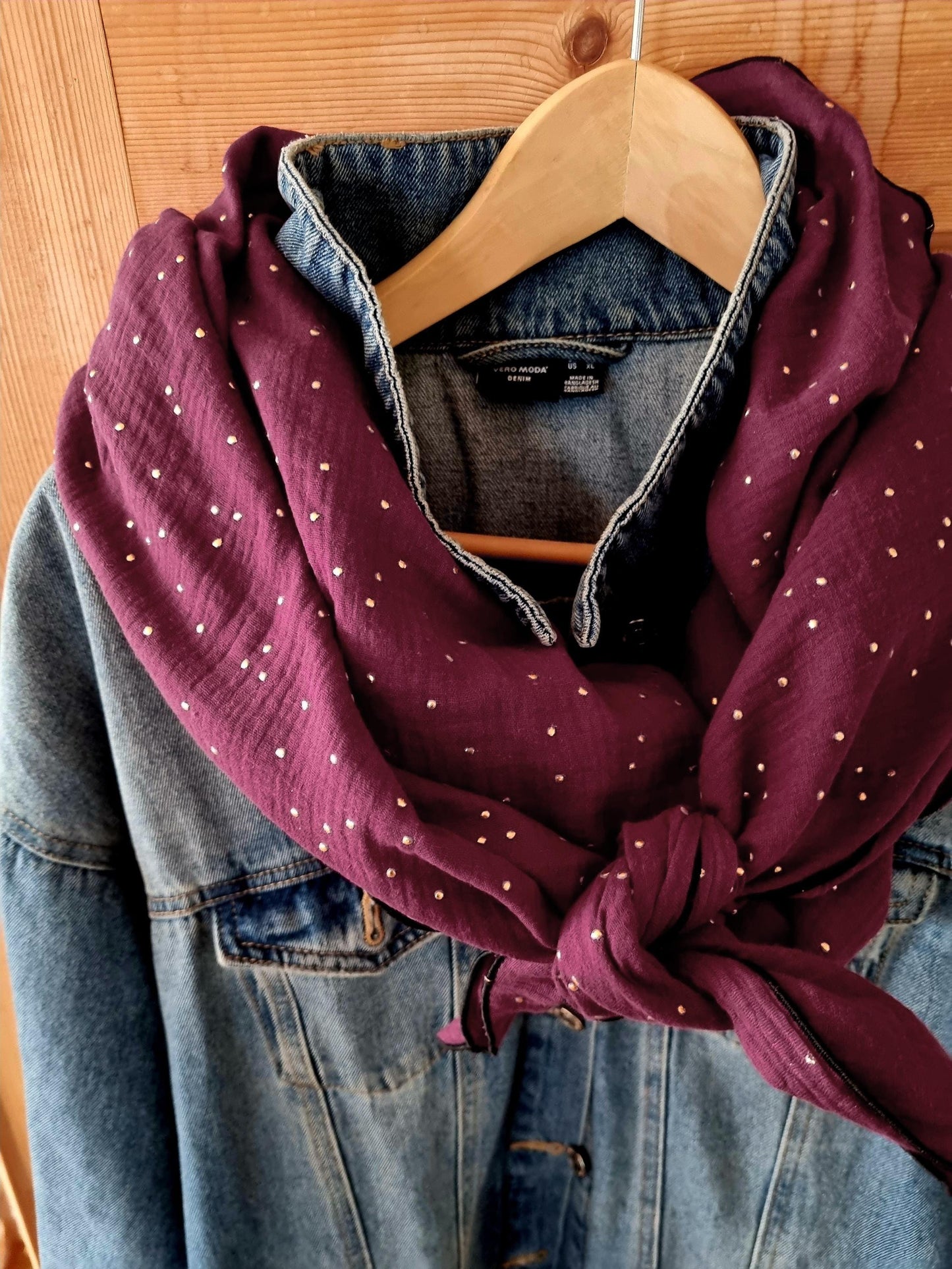 XL burgundy organic Cotton Stole Scarf - Cozy burgundy Wrap - Versatile Shawl for Travel - Boho Fashion Accessory - perfect Gift