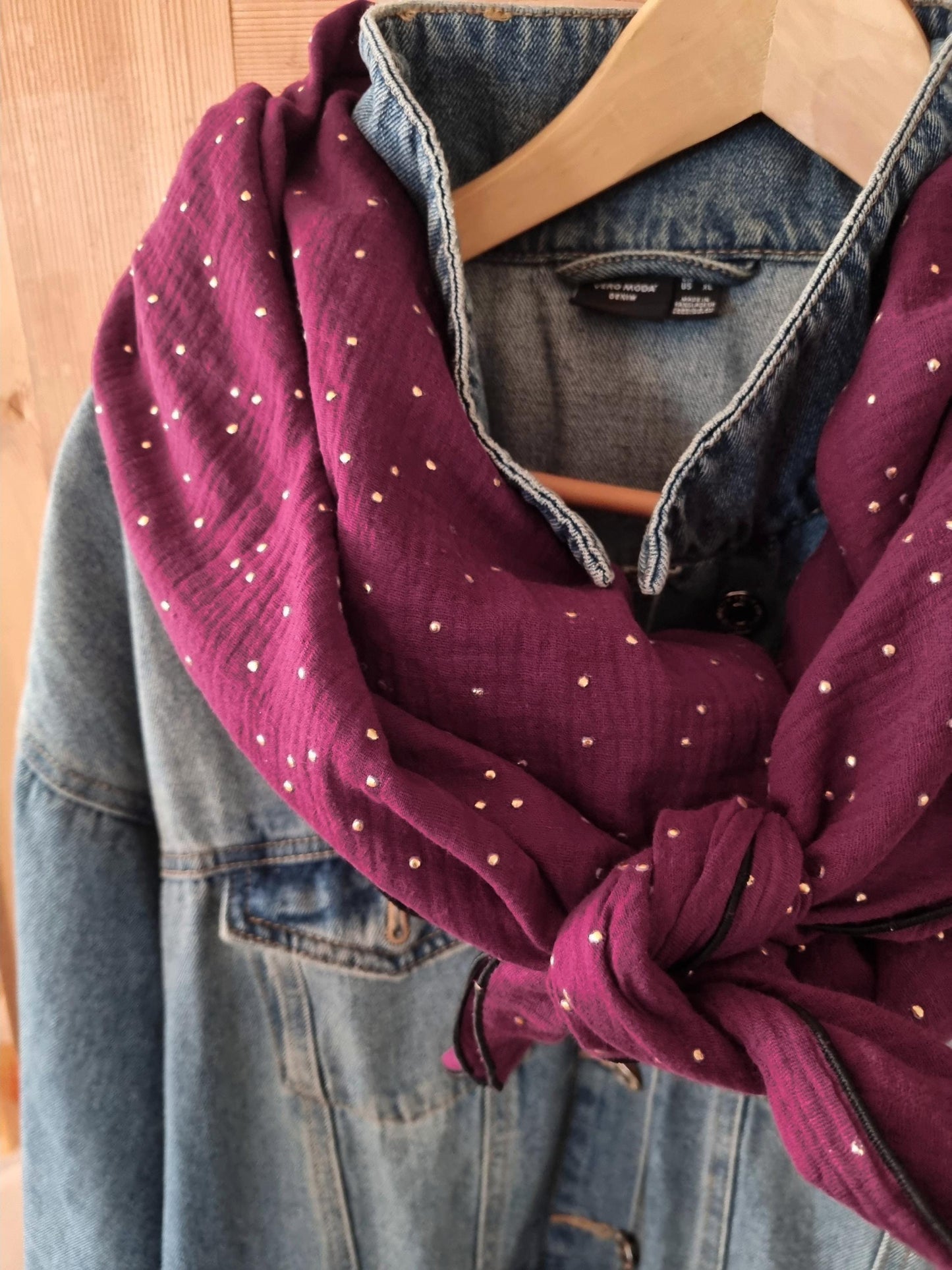 XL burgundy organic Cotton Stole Scarf - Cozy burgundy Wrap - Versatile Shawl for Travel - Boho Fashion Accessory - perfect Gift