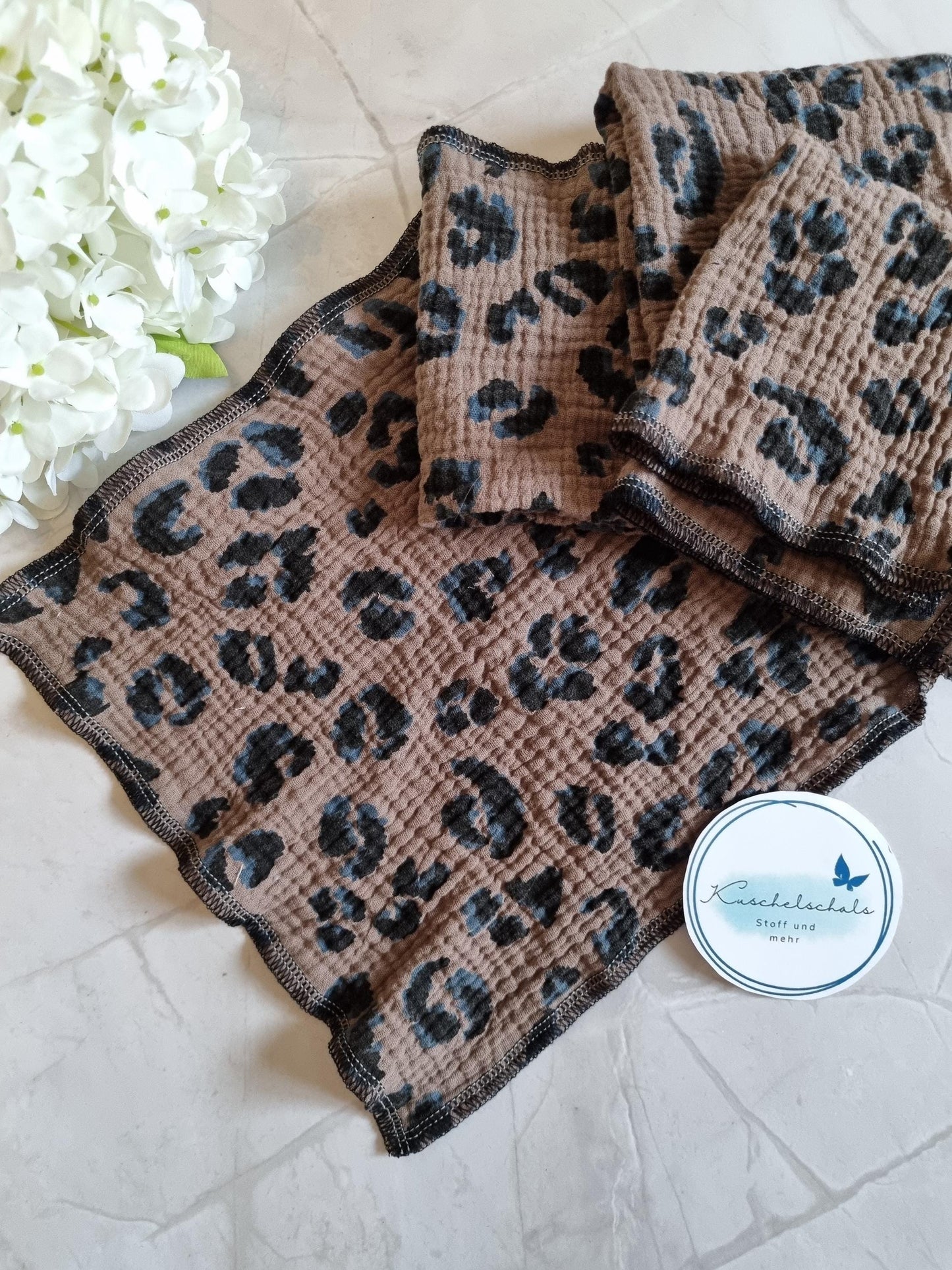 Handkerchief leo fabric soft washable brown stylish ecofriendly sustainable reusable Musselin Set of 4
