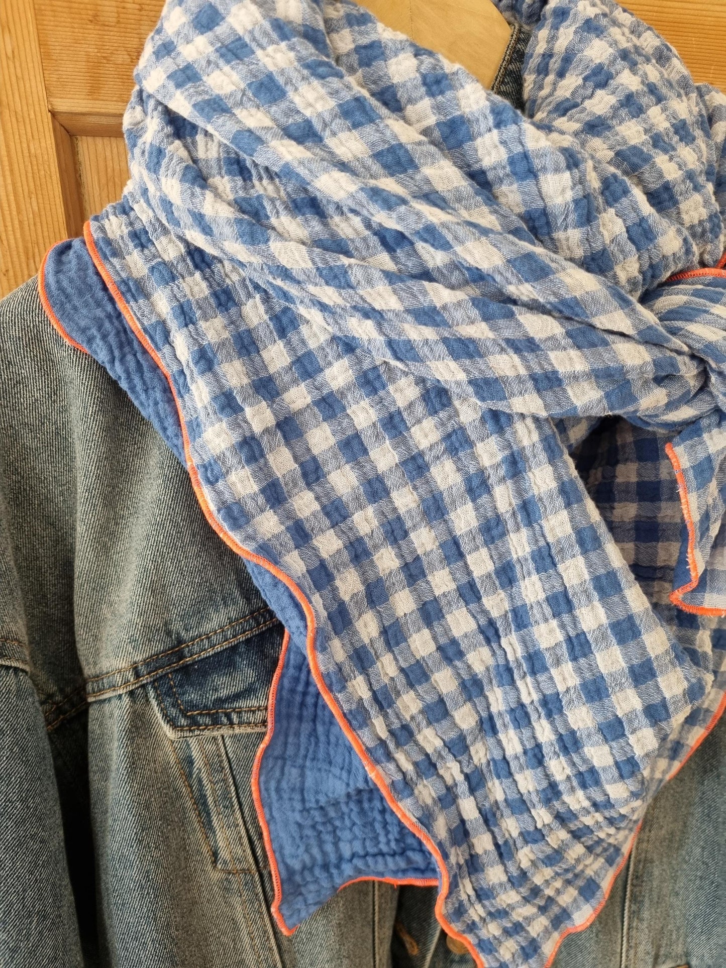 checked Cotton Stole Scarf - Cozy Reversible Print Wrap - Versatile Shawl for Travel - Boho Fashion Accessory - Ideal Gift for her - XXL