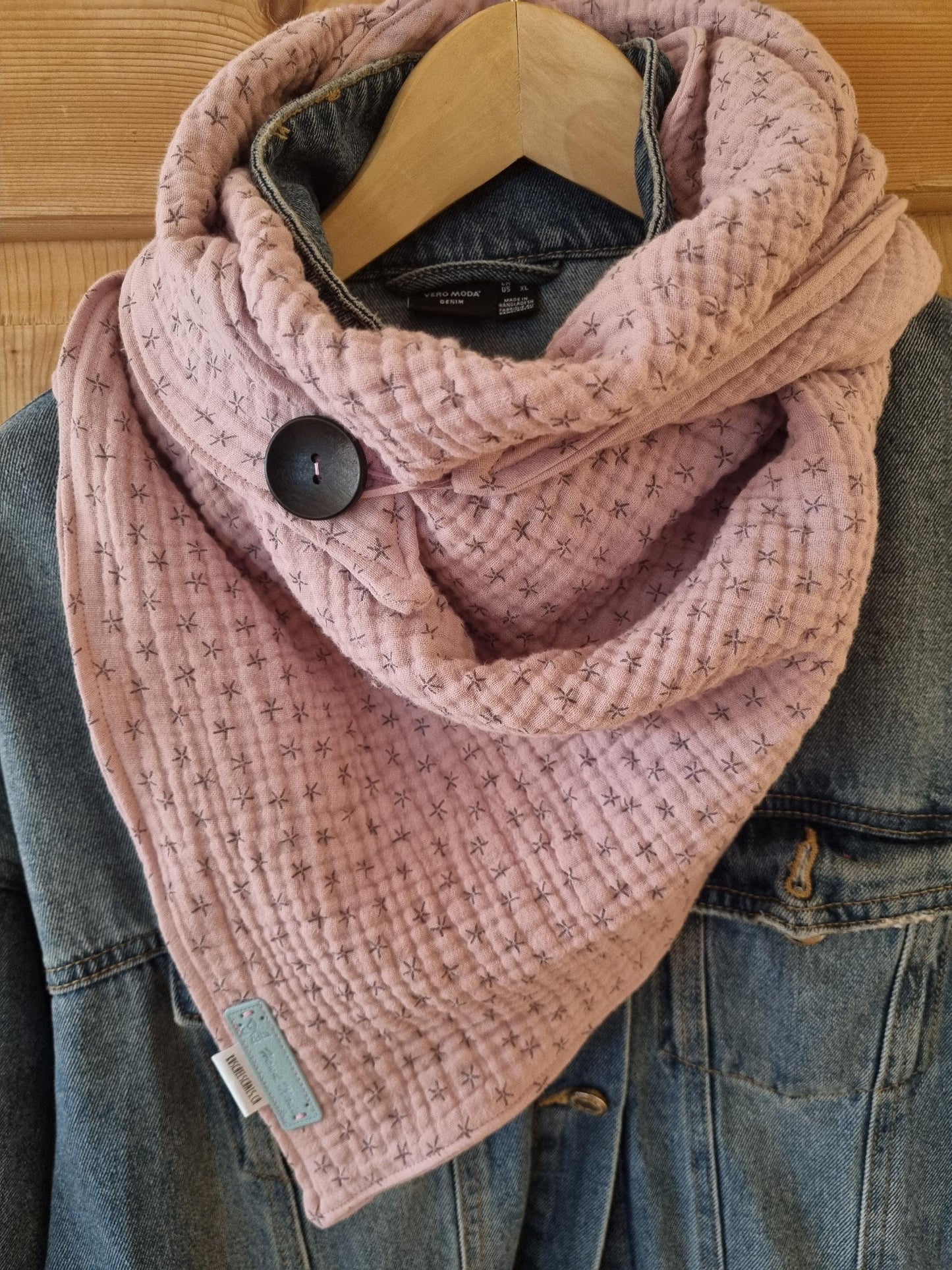 Soft pink Cotton Stole Scarf with 2 button easy to style Print Wrap Versatile Shawl Boho Fashion Accessory Perfect christmas gift