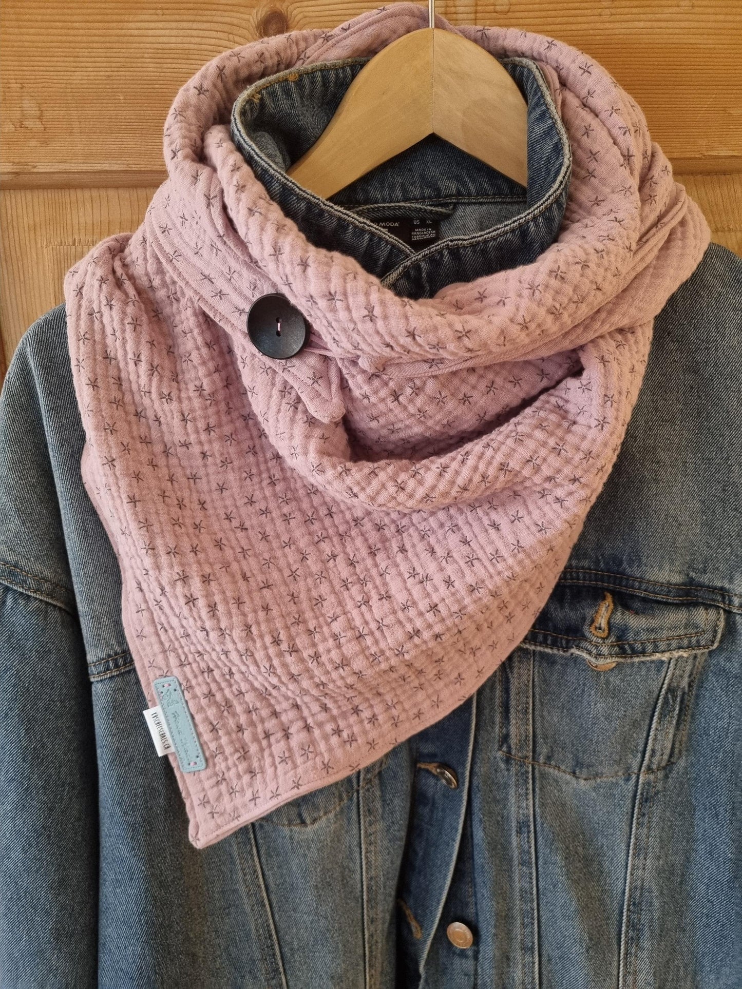 Soft pink Cotton Stole Scarf with 2 button easy to style Print Wrap Versatile Shawl Boho Fashion Accessory Perfect christmas gift