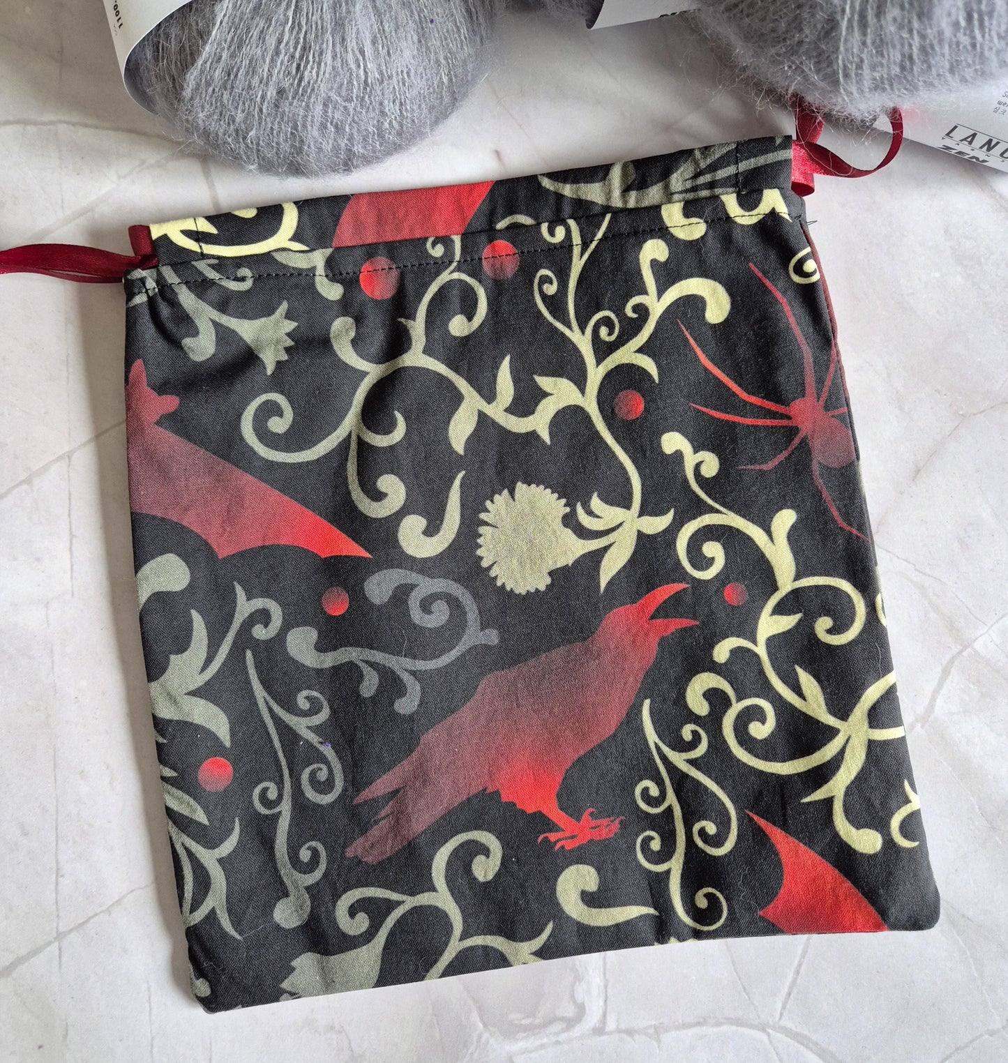 Mystic witch Print project Bag -3 Sizes - for knitting or crochet perfect gift for any crafter knitter crocheter handmade valentine gift