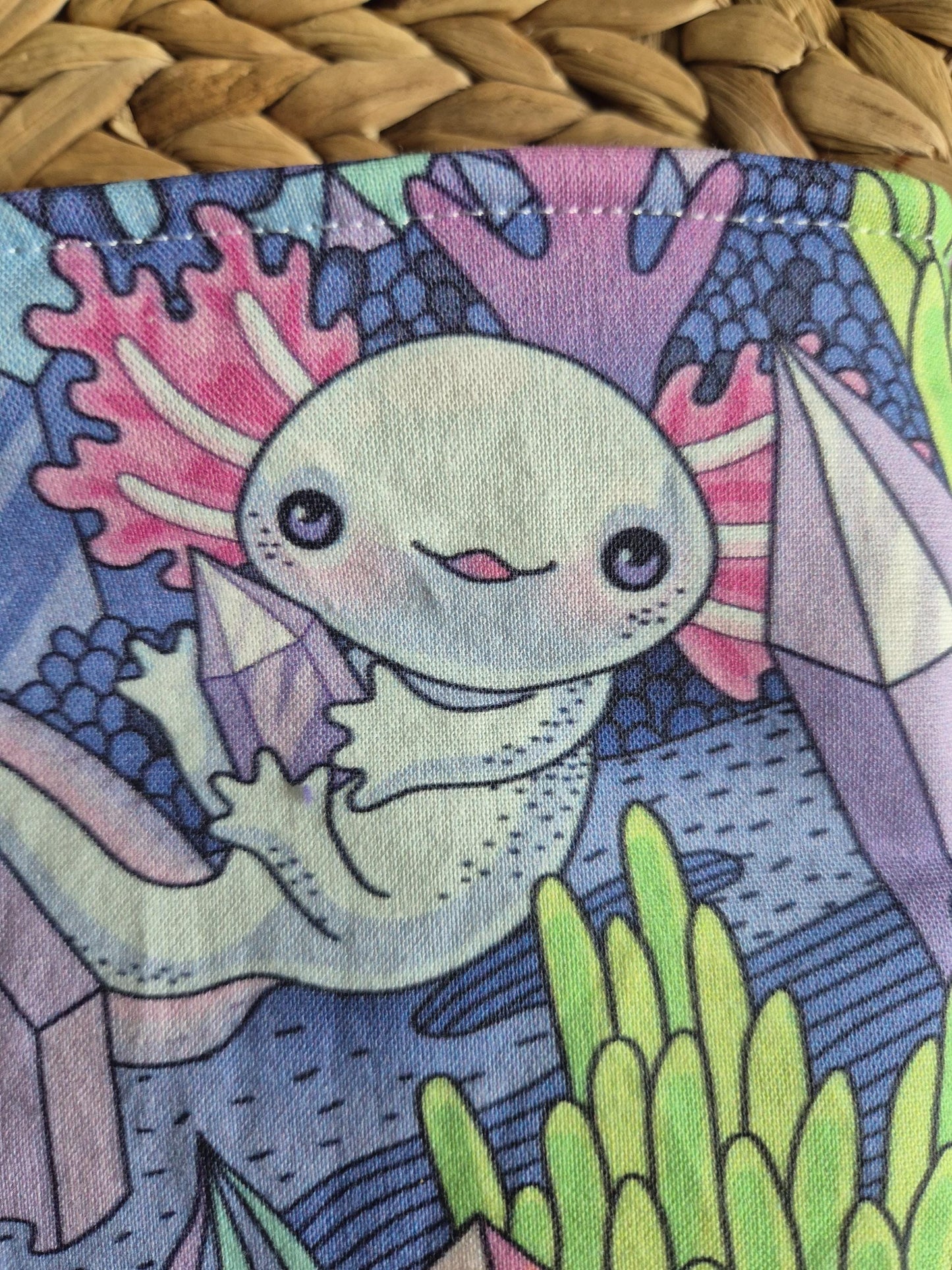 Axolotl Fantasy Book Cover Kindle Kobo - 3 Sizes - Handmade Protective Sleeve Books - Fantasy Reader Gift - Axolotl Lover's Gift Kawaii