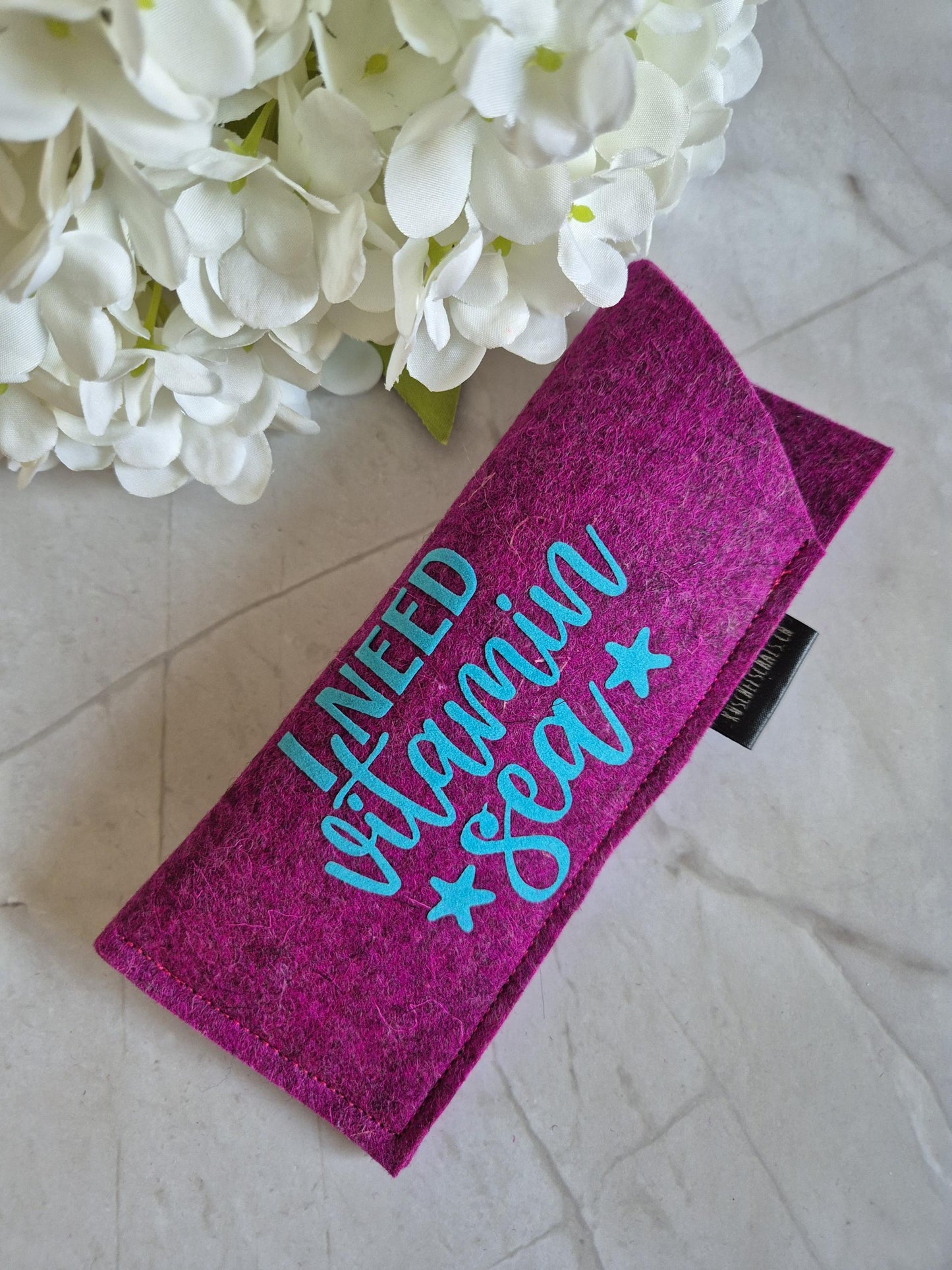 Handmade Felt Glasses Case Sea Summer Sand pink turquoise Eyewear Storage Pouch Soft & Lightweight Eyewear Protector Last minute gift