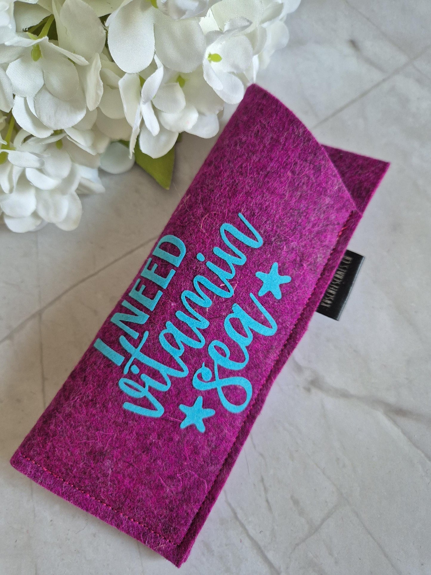 Handmade Felt Glasses Case Sea Summer Sand pink turquoise Eyewear Storage Pouch Soft & Lightweight Eyewear Protector Last minute gift