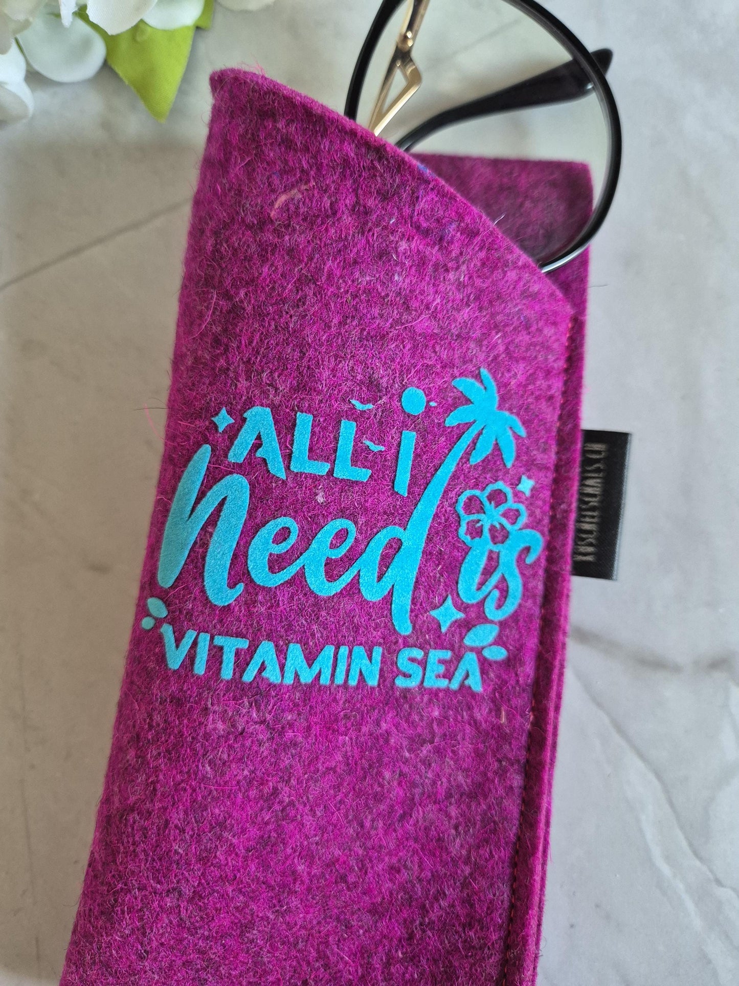 Handmade Felt Glasses Case Sea Summer Sand pink turquoise Eyewear Storage Pouch Soft & Lightweight Eyewear Protector Last minute gift