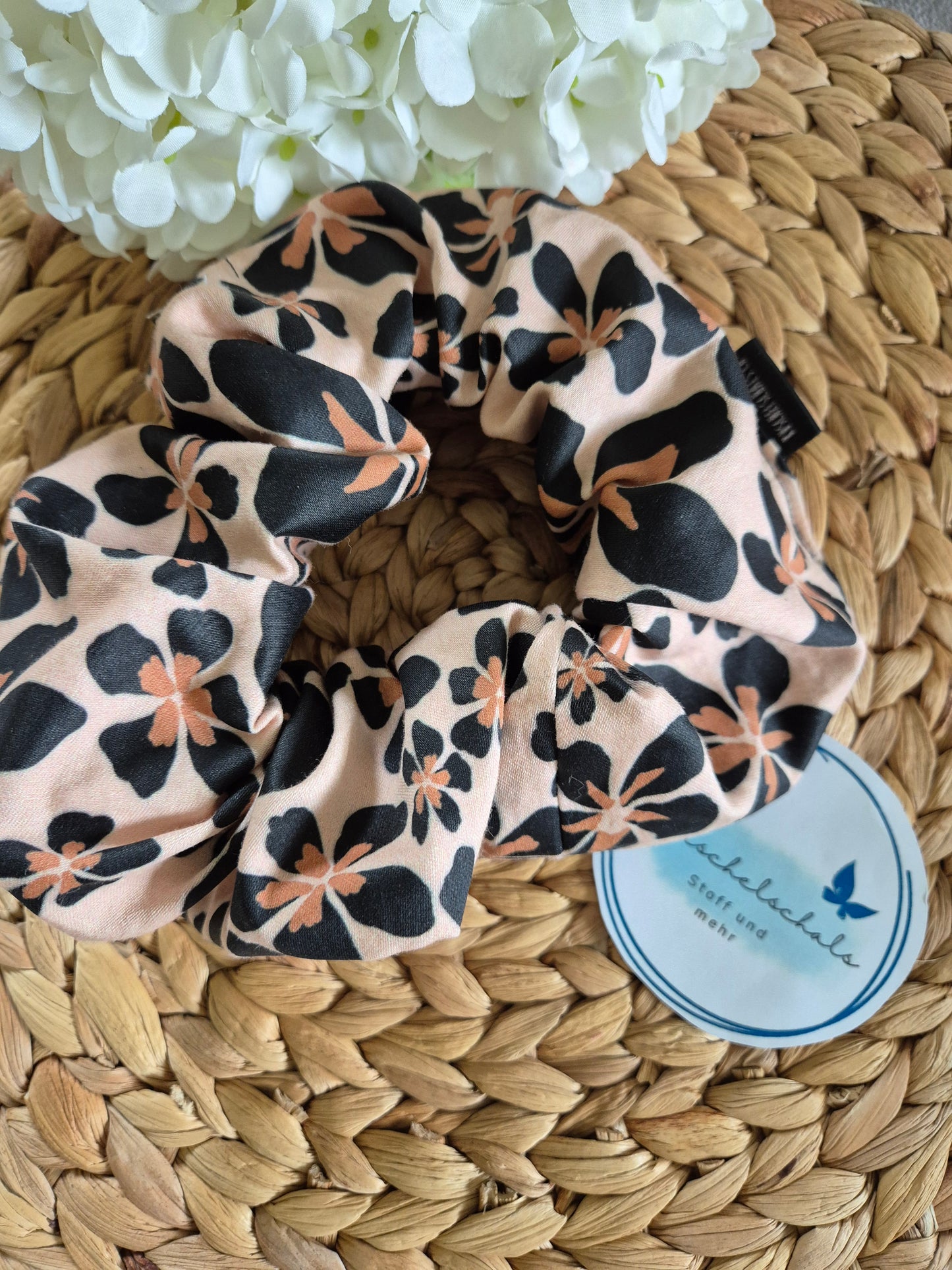 Leo Flower Scrunchie Hair bobble handmade Ponytail holder perfect gift hair accessories chic hair tie