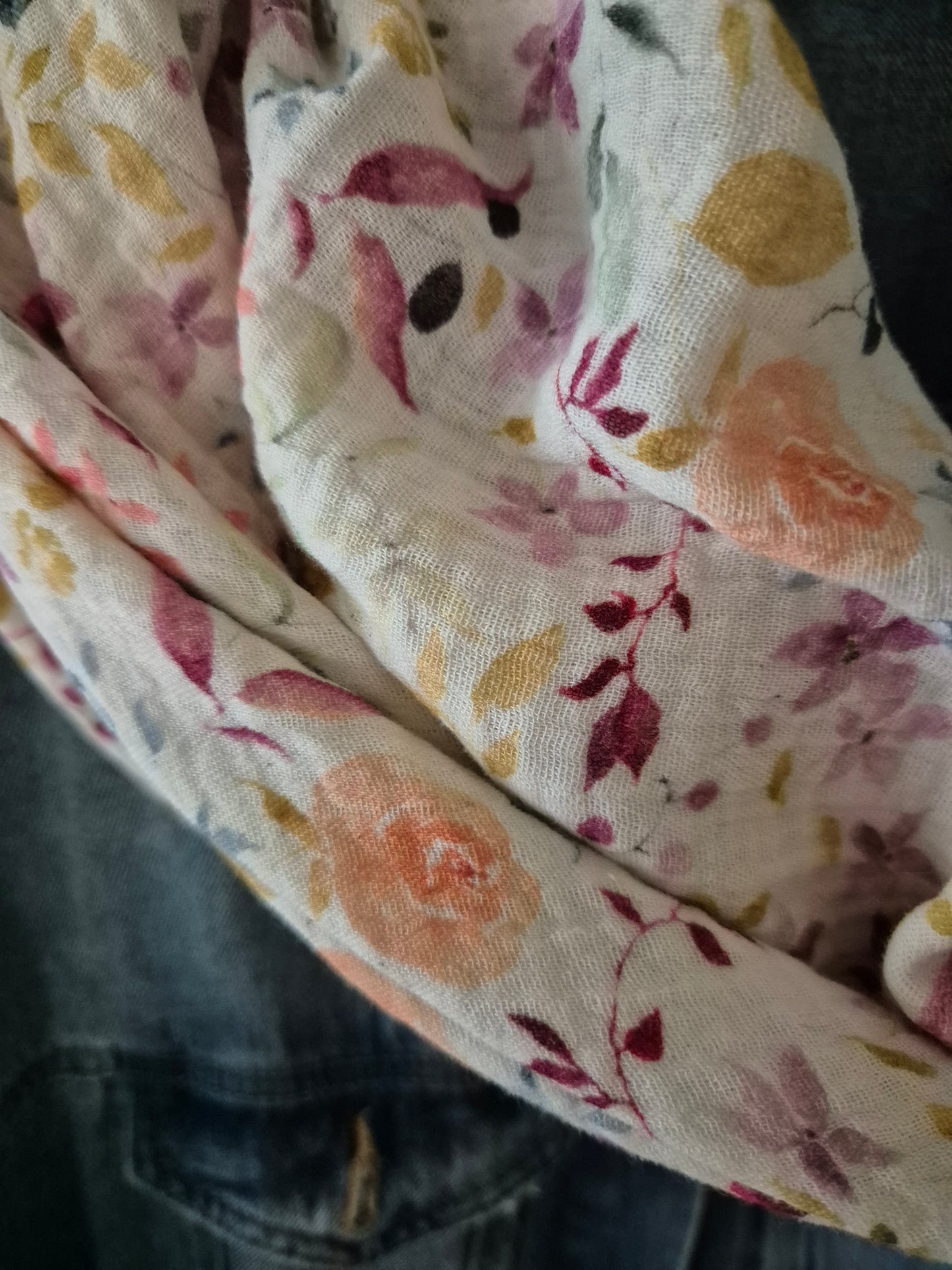 Flower Cotton Stole Scarf - Cozy Wrap - Versatile Shawl for Travel - Boho Fashion Accessory - Ideal Gift XXL scarf