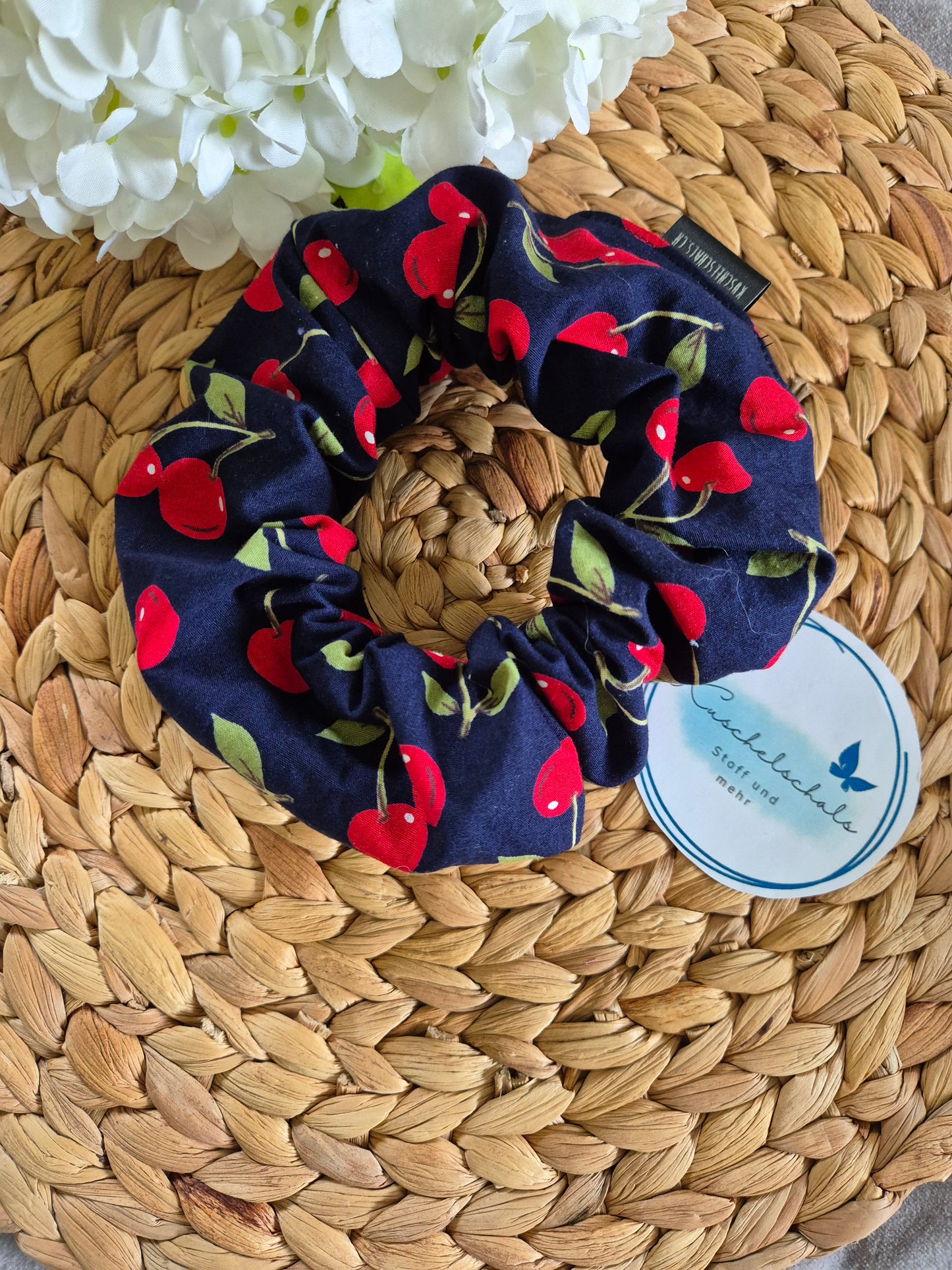 CHERRY lover Scrunchie Hair bobble handmade Ponytail holder perfect gift hair accessories chic hair tie