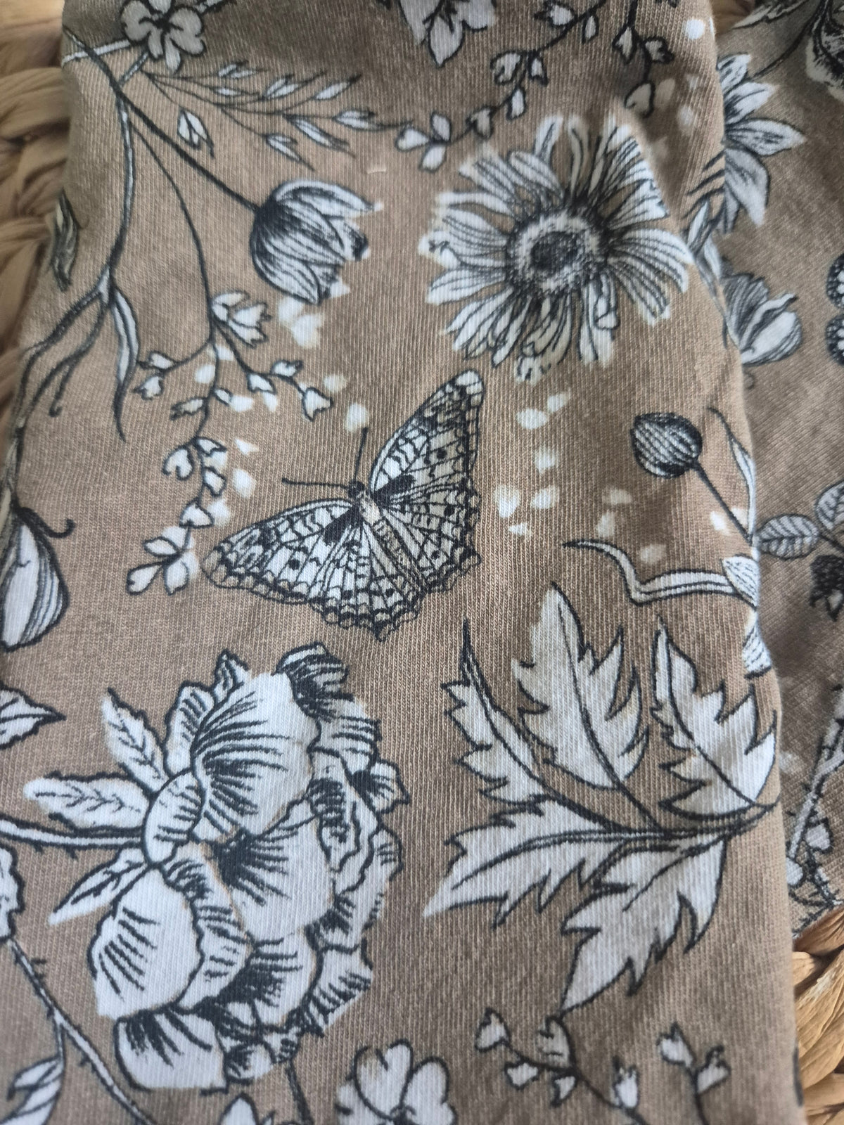 Reversible Blümchen Apricot Pulswärmer Armstulpen fingerlose Handschuhe für Erwachsene aus BioBaumwolljersey