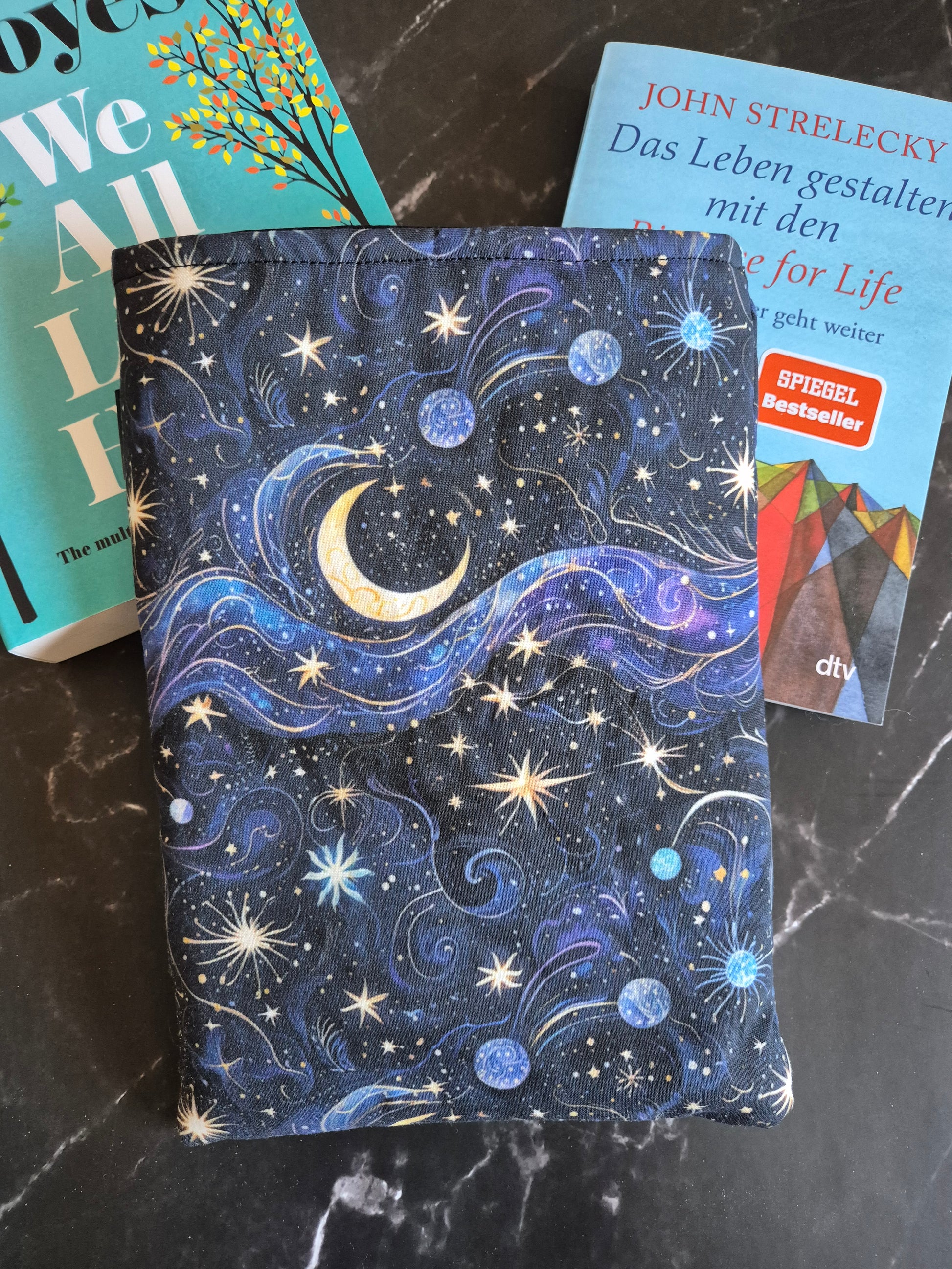 Sky Moon Star Celestial Book Cover Paperback and Hardcover Books 3 sizes also for Ereader and Kindles padded Book Sleeve Reader Gift bullet journal protection E-Reader