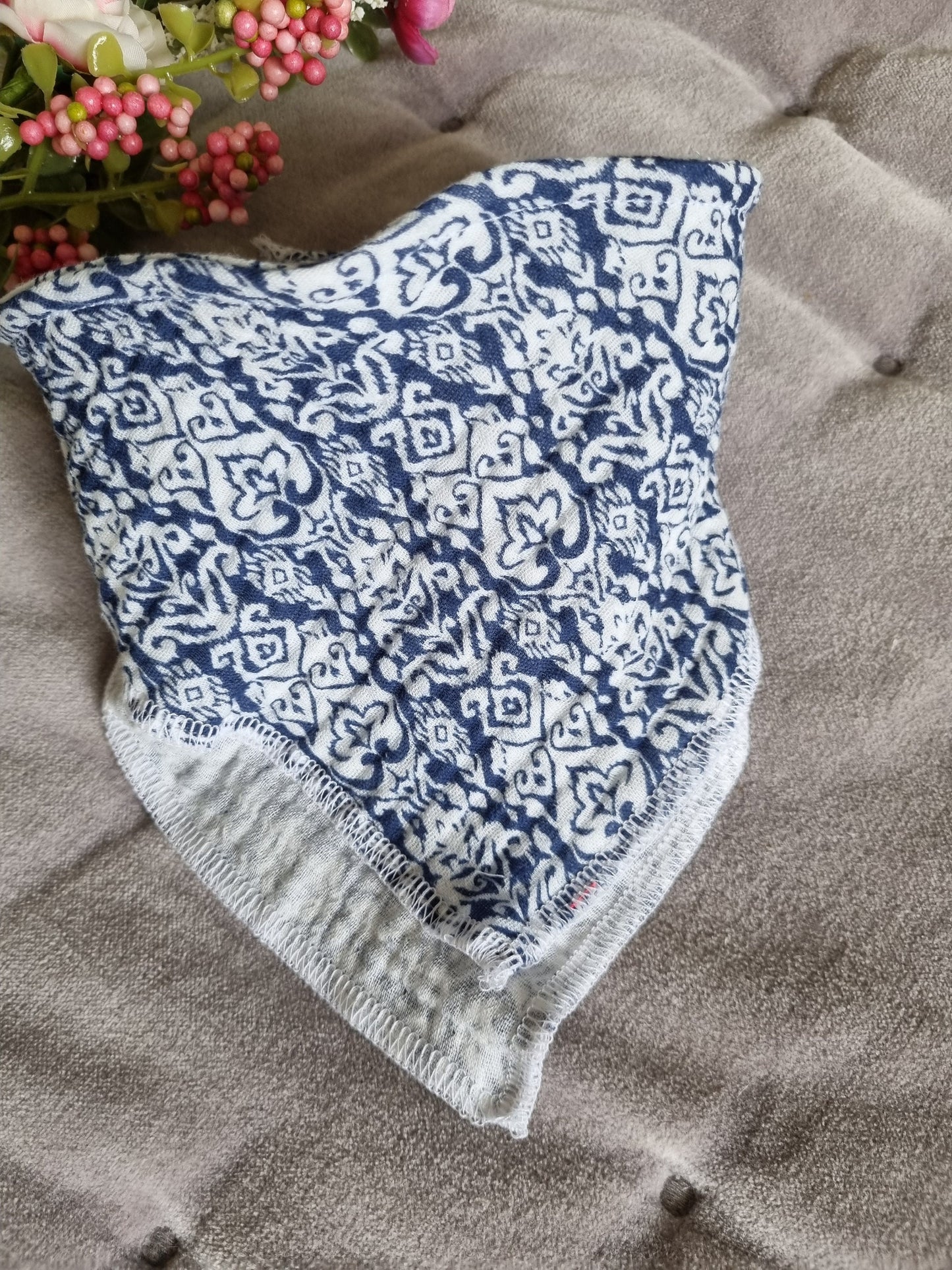 Cotton Baby Scarf Jersey Bandana | white blue Baby Bandana | Soft and Washable baby Scarf | perfect Baby Gift Babyshower Newborn Gift