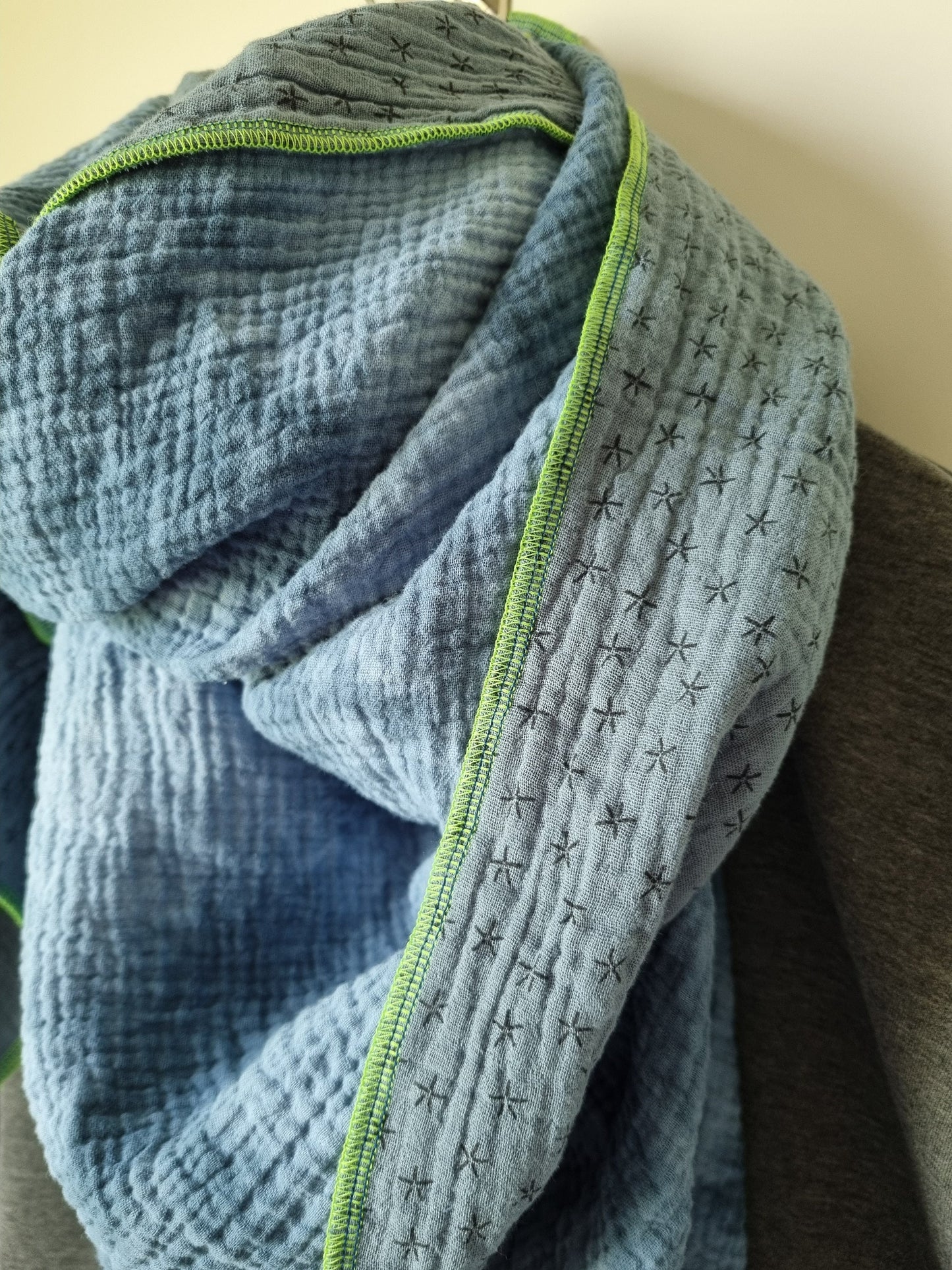 Blue Batik Cotton Stole Scarf Cozy Batik Print Wrap Versatile Shawl for Travel Boho Fashion Accessory - Ideal Gift for her Christmas gift