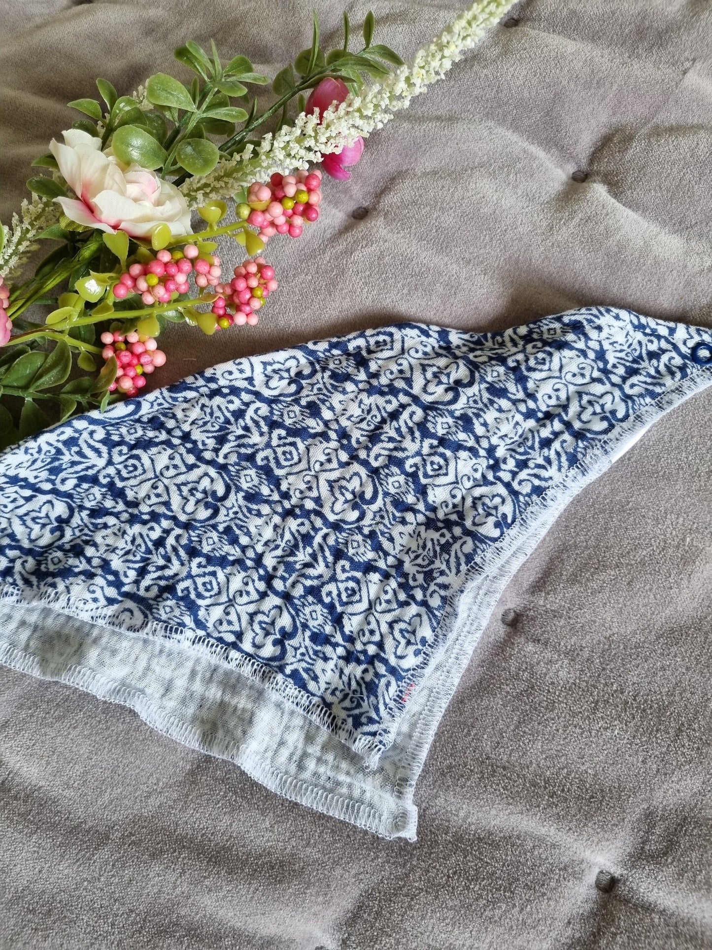 Cotton Baby Scarf Jersey Bandana | white blue Baby Bandana | Soft and Washable baby Scarf | perfect Baby Gift Babyshower Newborn Gift