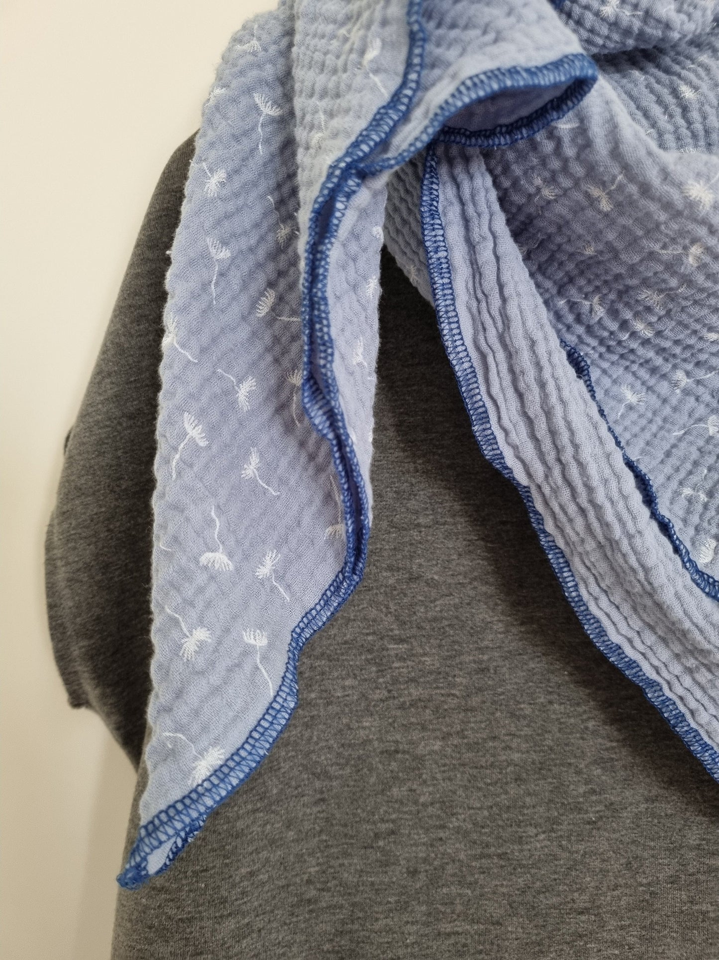 Light Blue Cotton Stole Scarf - Cozy blue Print Wrap - Versatile Shawl for Travel - Boho Fashion Accessory - Ideal Gift for her