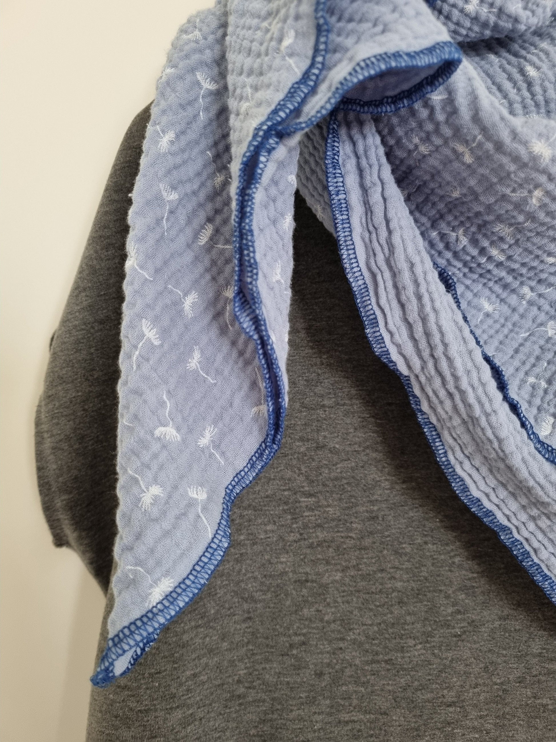Light Blue Cotton Stole Scarf - Cozy blue Print Wrap - Versatile Shawl for Travel - Boho Fashion Accessory - Ideal Gift for her