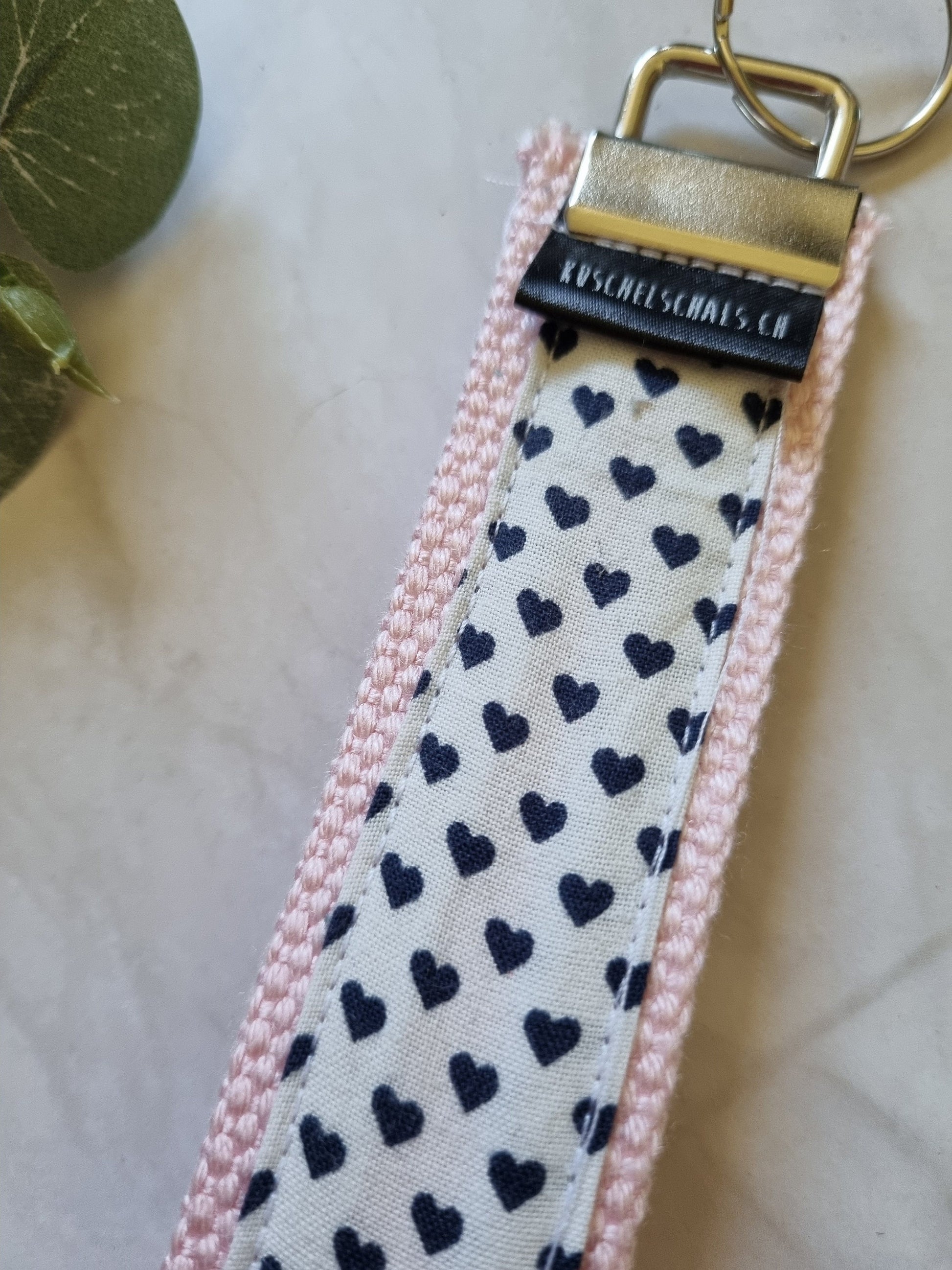 key chain wristlet hearts soft pink fabric cotton key holder ring key holder baby pink hearts gift for her valentines gift