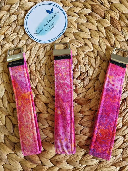 Stylish pink Wristlet Key Fob Cute Cotton Keychain Accessory for Women Trendy Key Holder and Perfect Gift Idea for Her