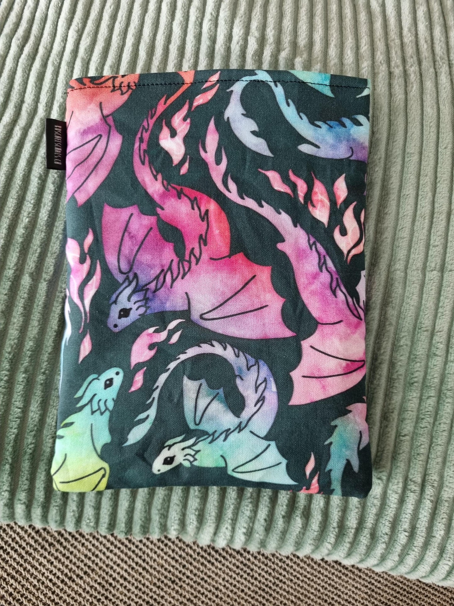 Dragon Fantasy Book Cover or Ereader Kindle Kobo - Handmade Protective Sleeve Books - Fantasy Reader Gift - Dragon Lover's Gift for her