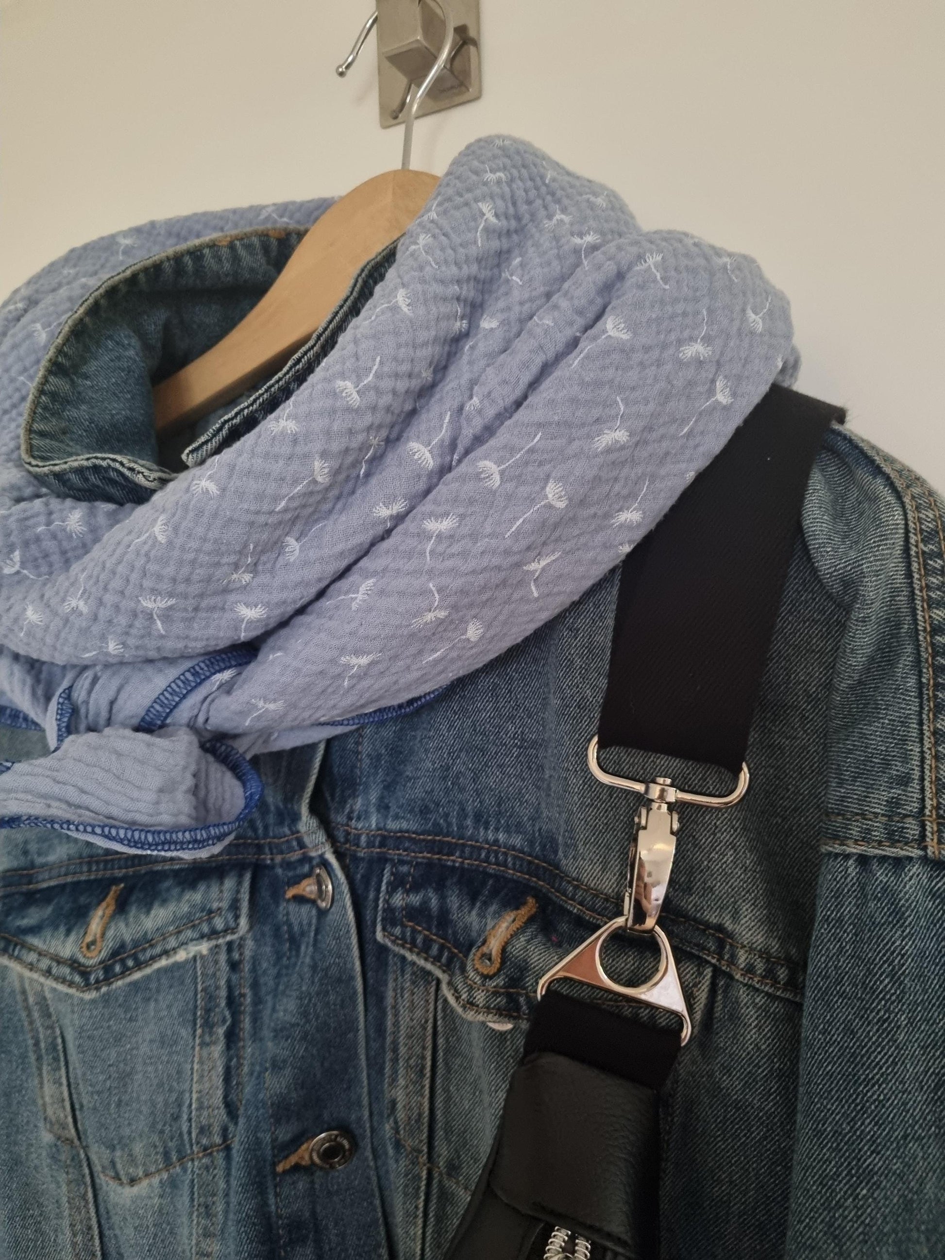 Light Blue Cotton Stole Scarf - Cozy blue Print Wrap - Versatile Shawl for Travel - Boho Fashion Accessory - Ideal Gift for her