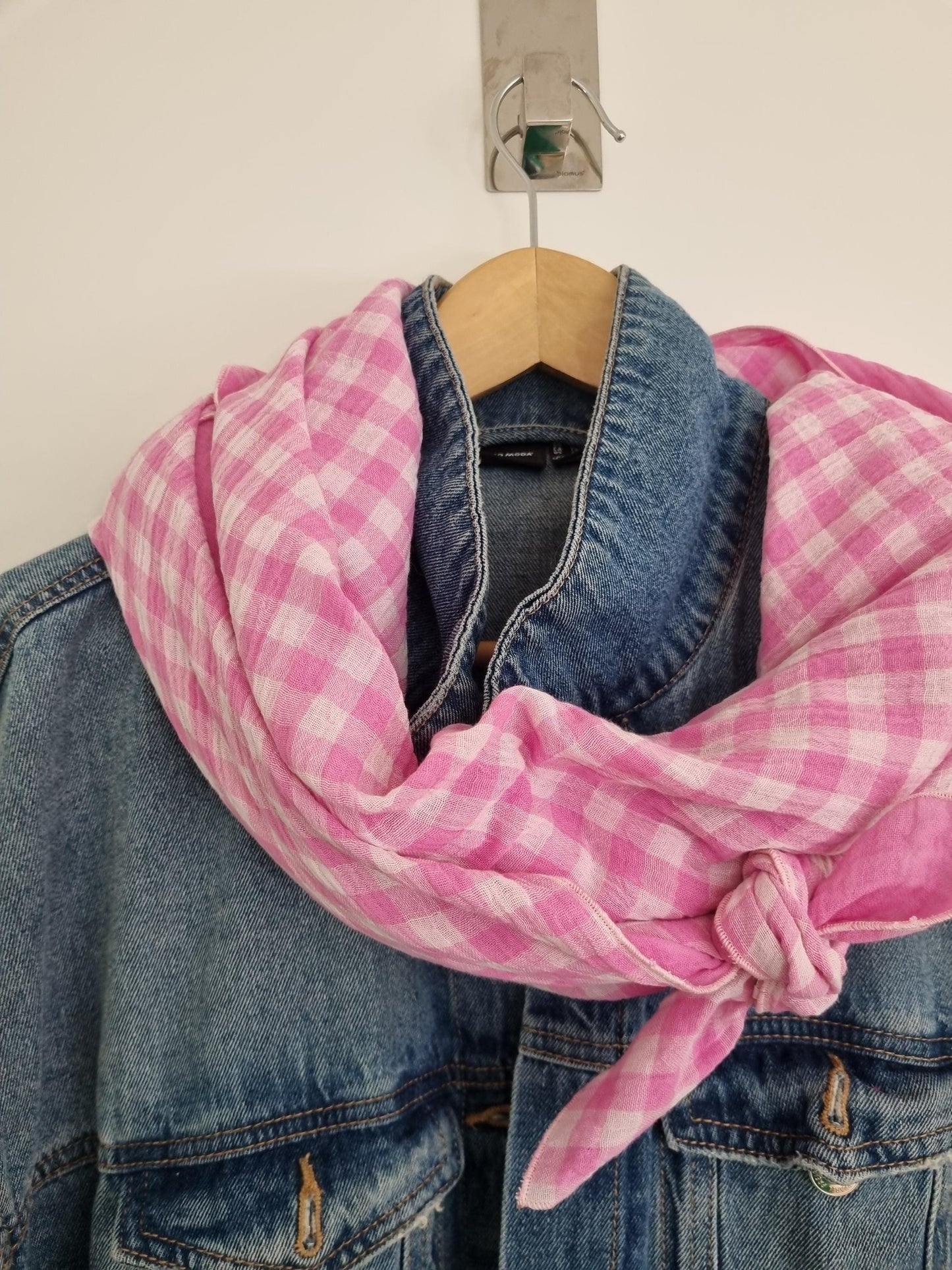 Reversible checked Cotton Stole Scarf - Cozy pink Wrap - Versatile Shawl for Travel - Boho Fashion Accessory - Ideal Gift for her - XXL