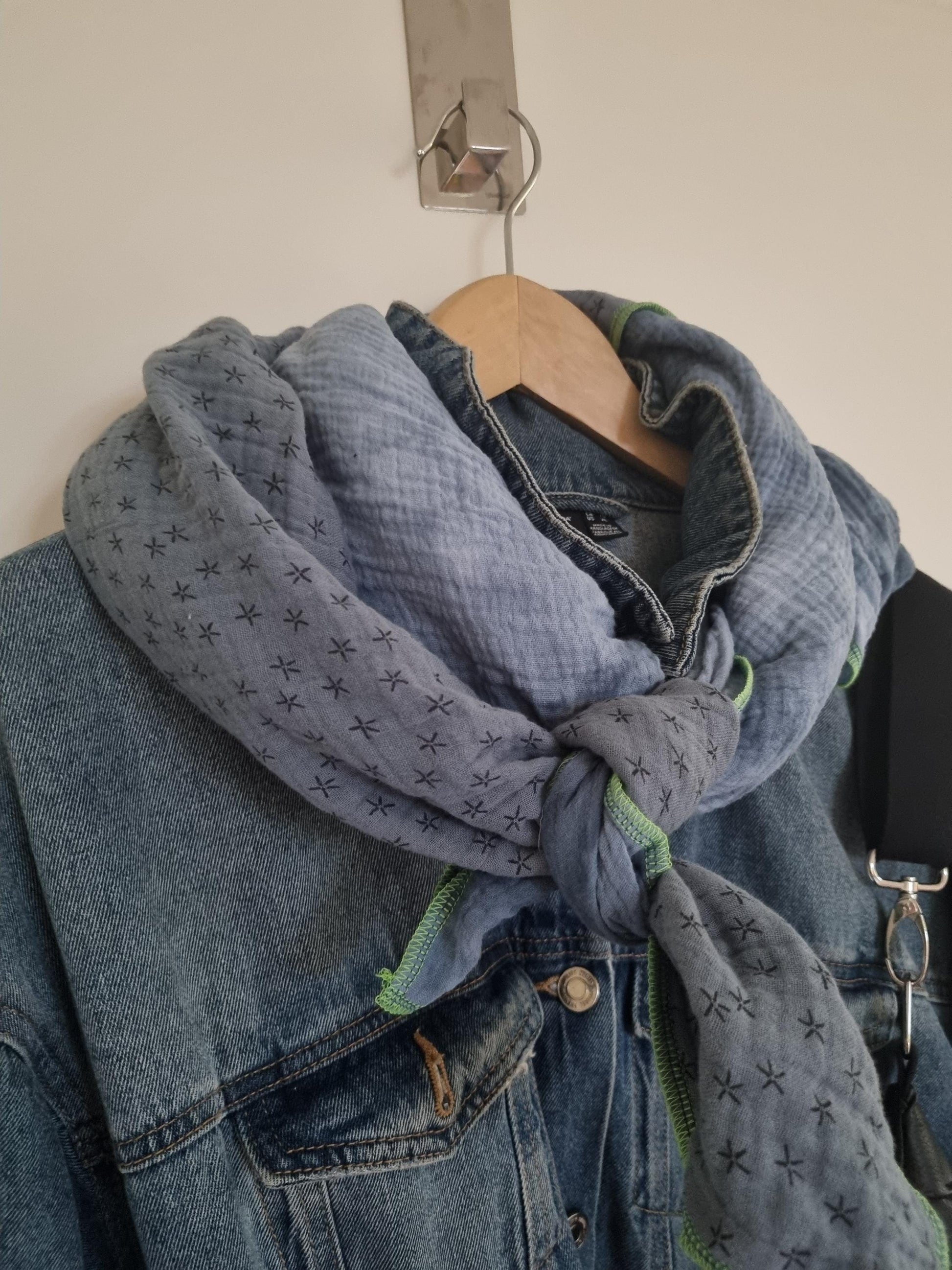 Blue Batik Cotton Stole Scarf Cozy Batik Print Wrap Versatile Shawl for Travel Boho Fashion Accessory - Ideal Gift for her Christmas gift