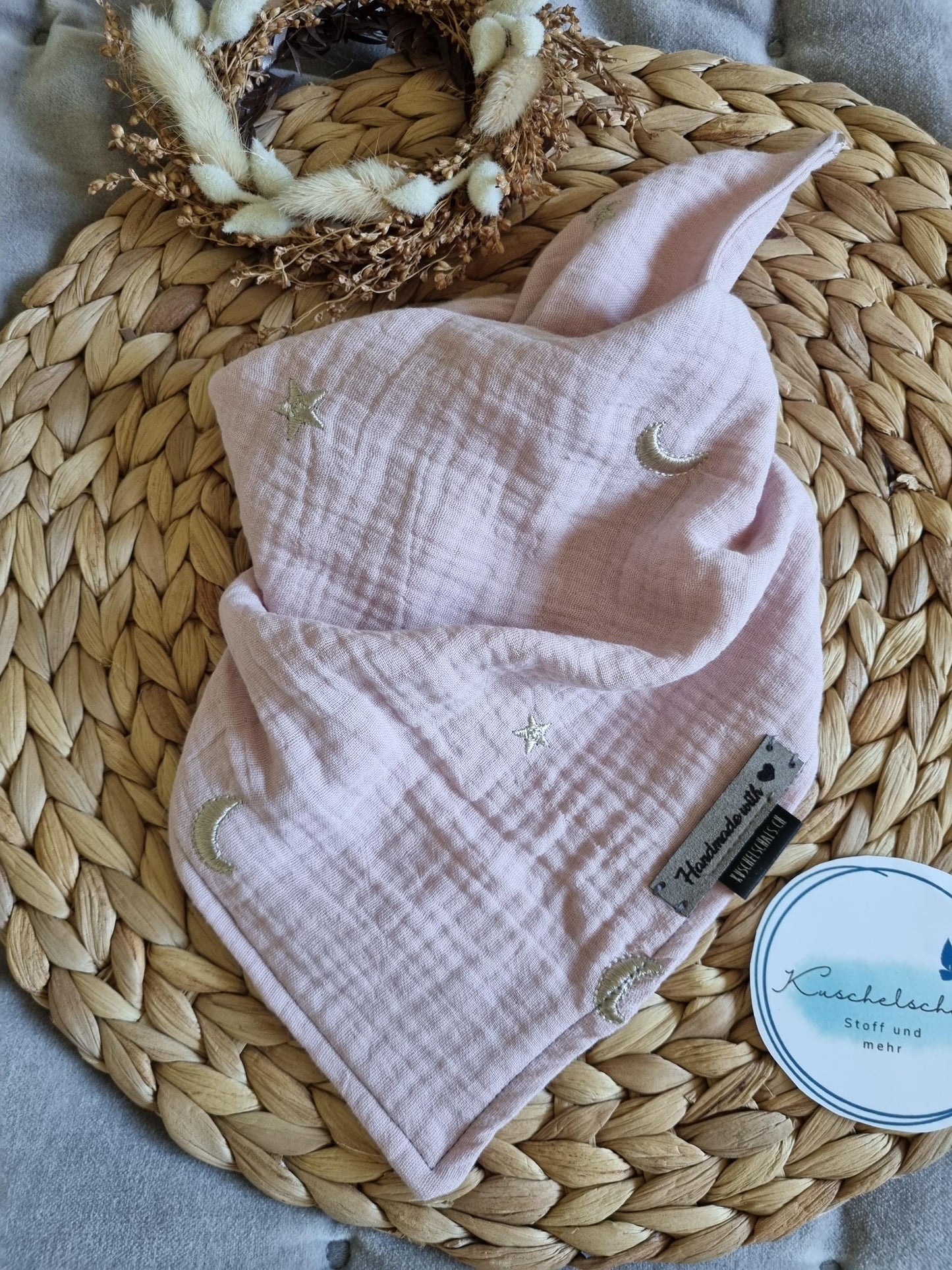 Scarf Stole for children up to 5 years super cozy cotton scarf for toddler soft pink scarf with Stars Bandana