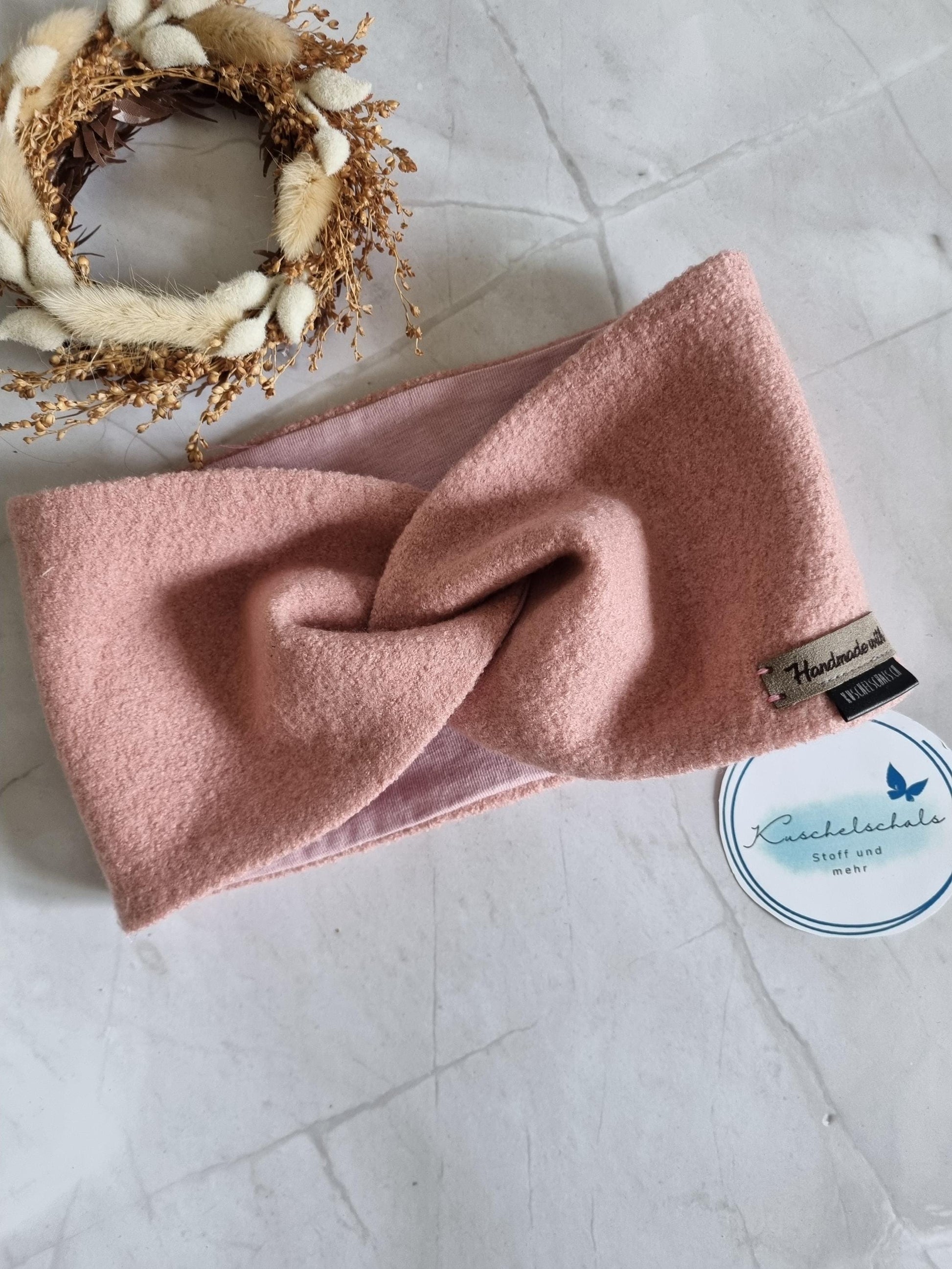 Handmade Merino+Jersey Headband rose Soft, warm and luxurious Earband perfect gift for christmas - cozy and stylish - skandistyle extra wide