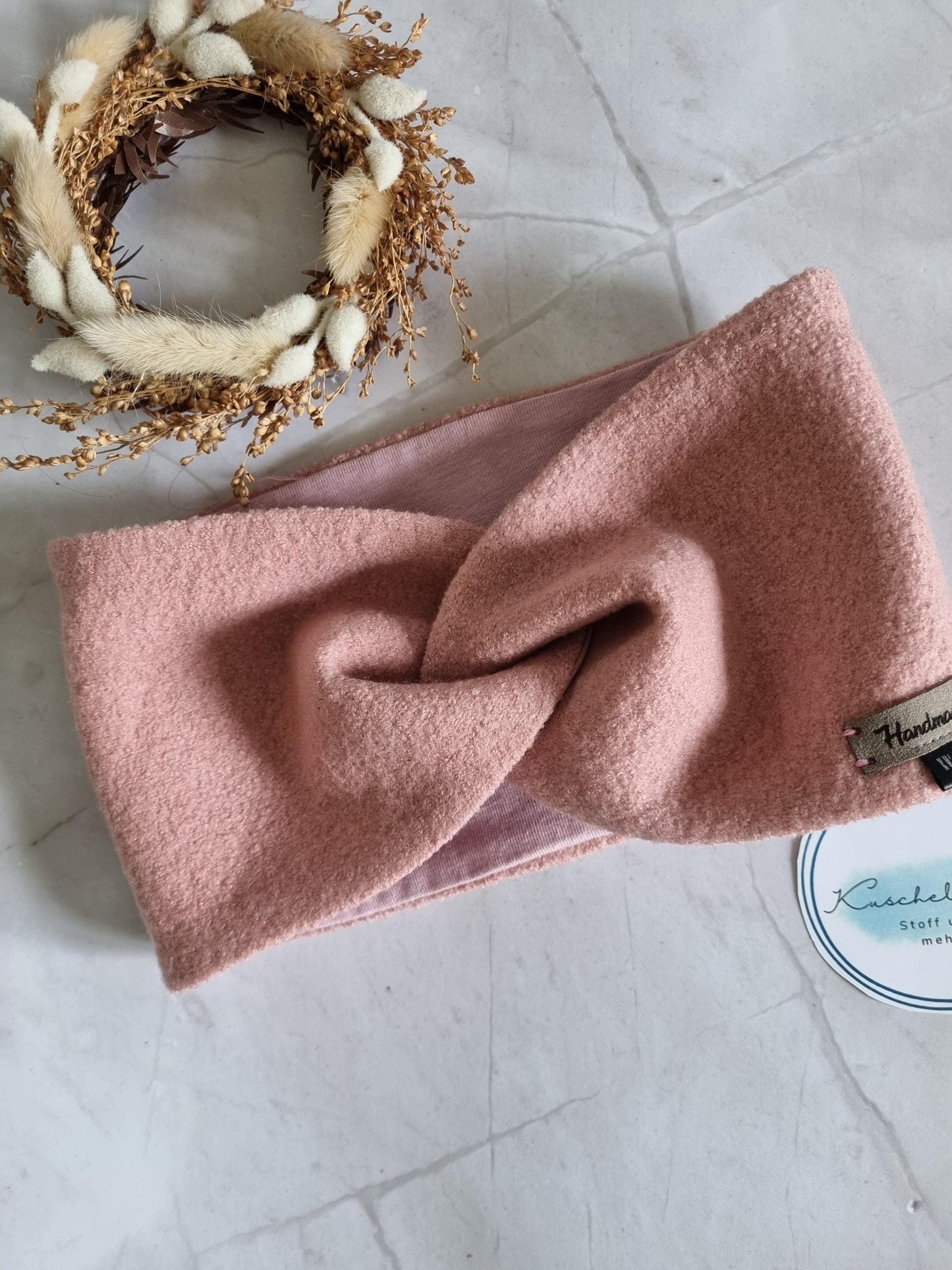 Handmade Merino+Jersey Headband rose Soft, warm and luxurious Earband perfect gift for christmas - cozy and stylish - skandistyle extra wide