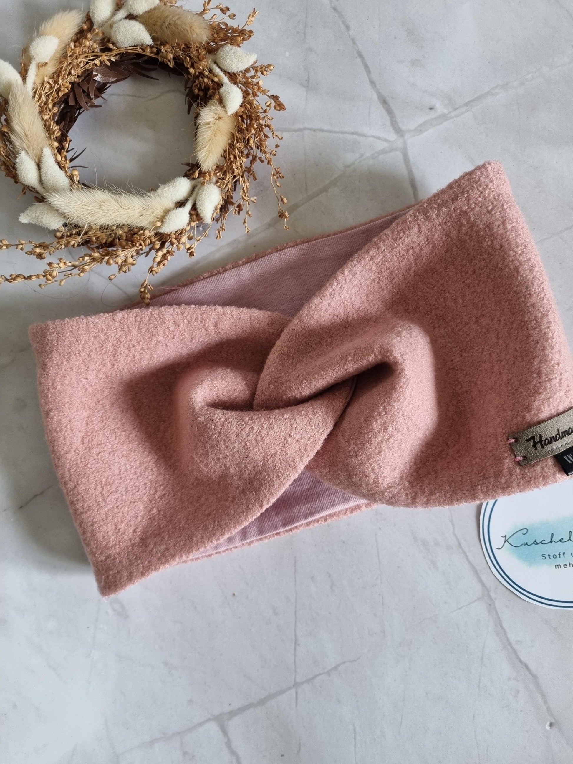 Handmade Merino+Jersey Headband rose Soft, warm and luxurious Earband perfect gift for christmas - cozy and stylish - skandistyle extra wide