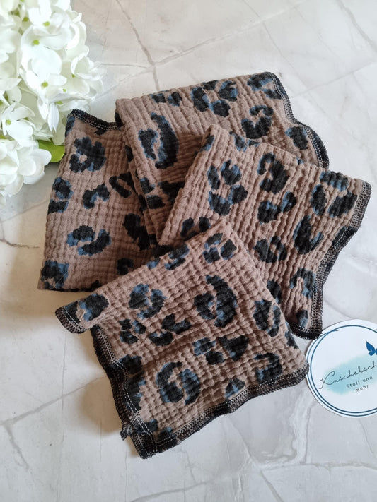 Handkerchief leo fabric soft washable brown stylish ecofriendly sustainable reusable Musselin Set of 4
