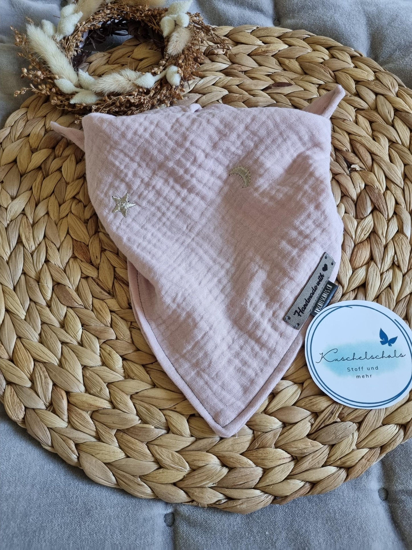 Scarf Stole for children up to 5 years super cozy cotton scarf for toddler soft pink scarf with Stars Bandana