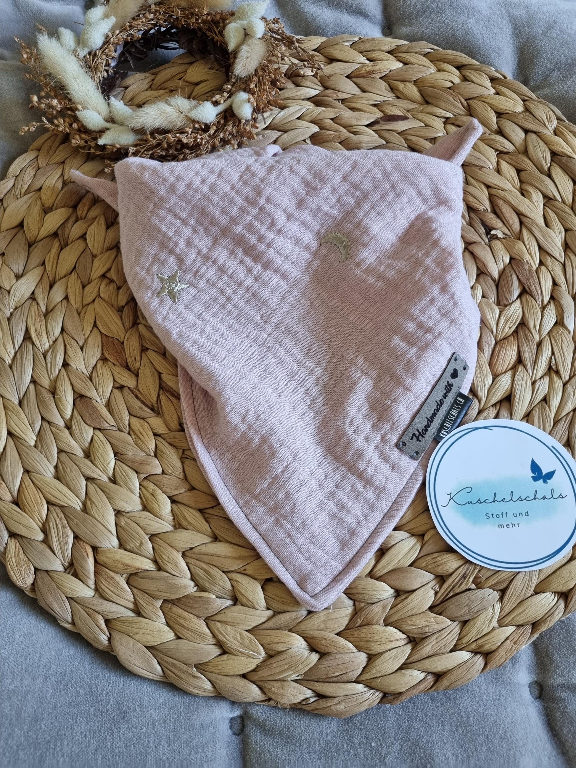 Scarf Stole for children up to 5 years super cozy cotton scarf for toddler soft pink scarf with Stars Bandana