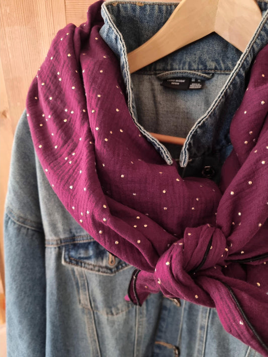 XL burgundy organic Cotton Stole Scarf - Cozy burgundy Wrap - Versatile Shawl for Travel - Boho Fashion Accessory - perfect Gift