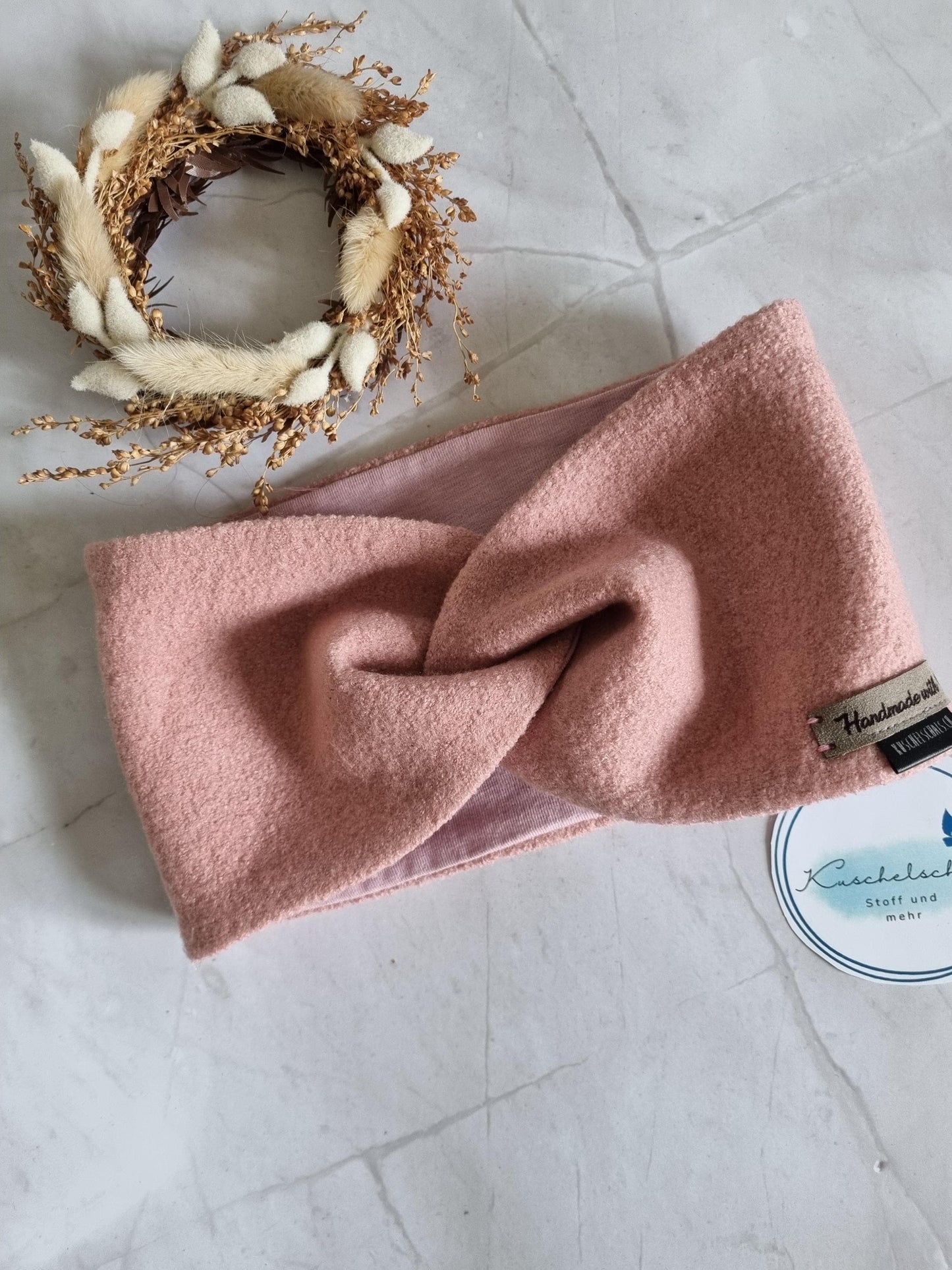 Handmade Merino+Jersey Headband rose Soft, warm and luxurious Earband perfect gift for christmas - cozy and stylish - skandistyle extra wide